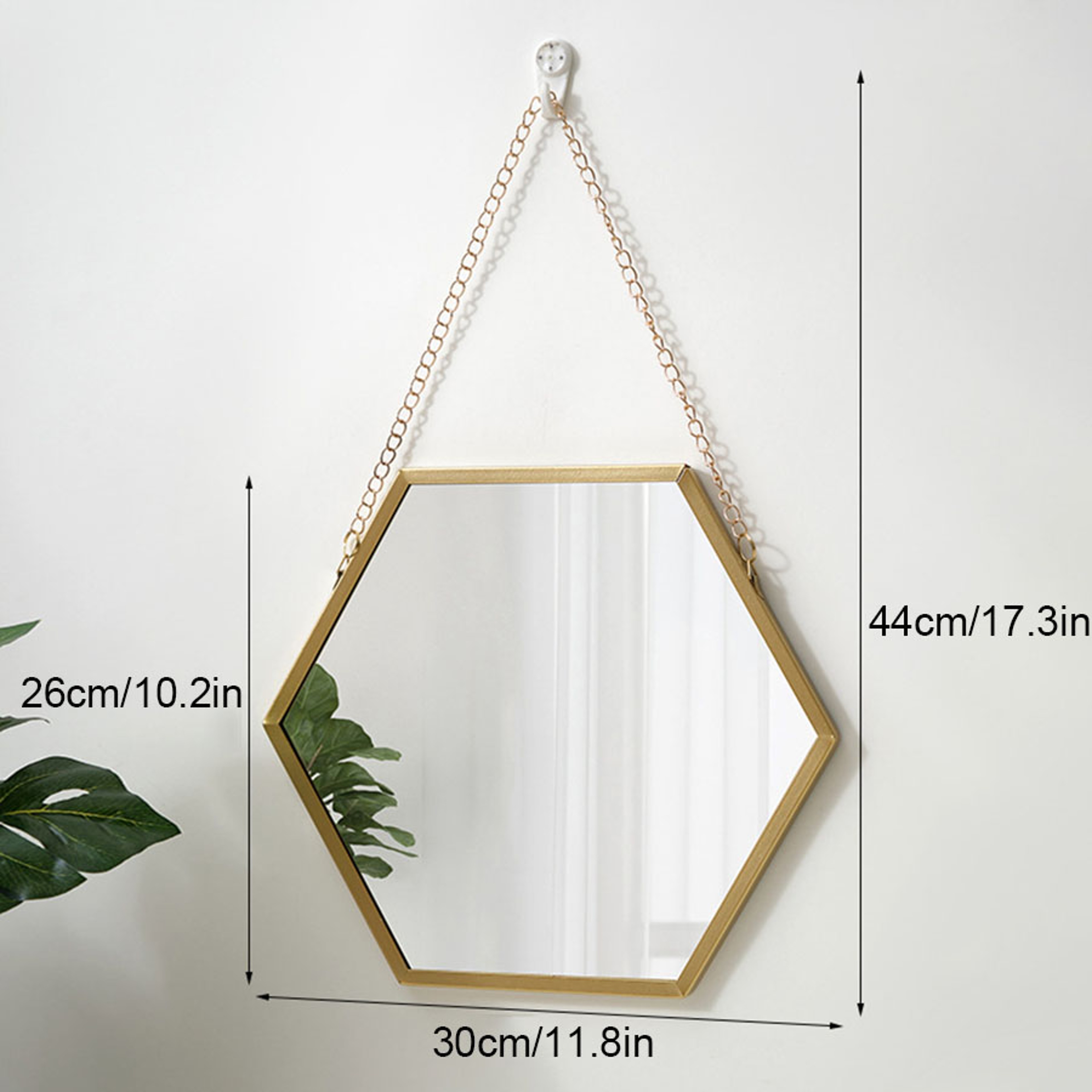 Modern Hexagon Wall Mirror Iron Frame Decorative Wall Mounted Mirror for Bathroom, Living Room & Entryway – view 5