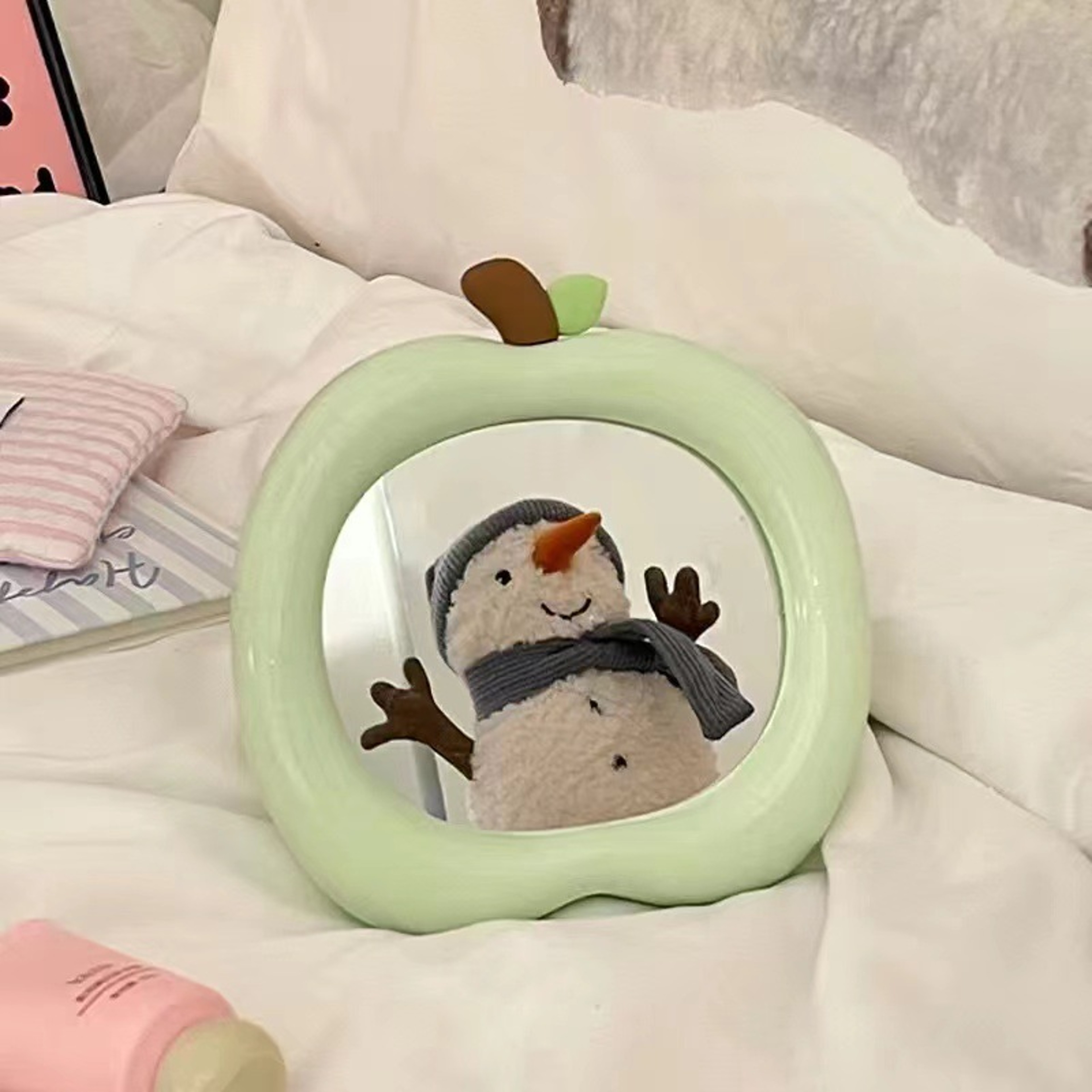 Apple Makeup Mirror Cute Desktop Vanity Mirror with Foldable Stand for Bedroom Dorm Room Decor – view 8