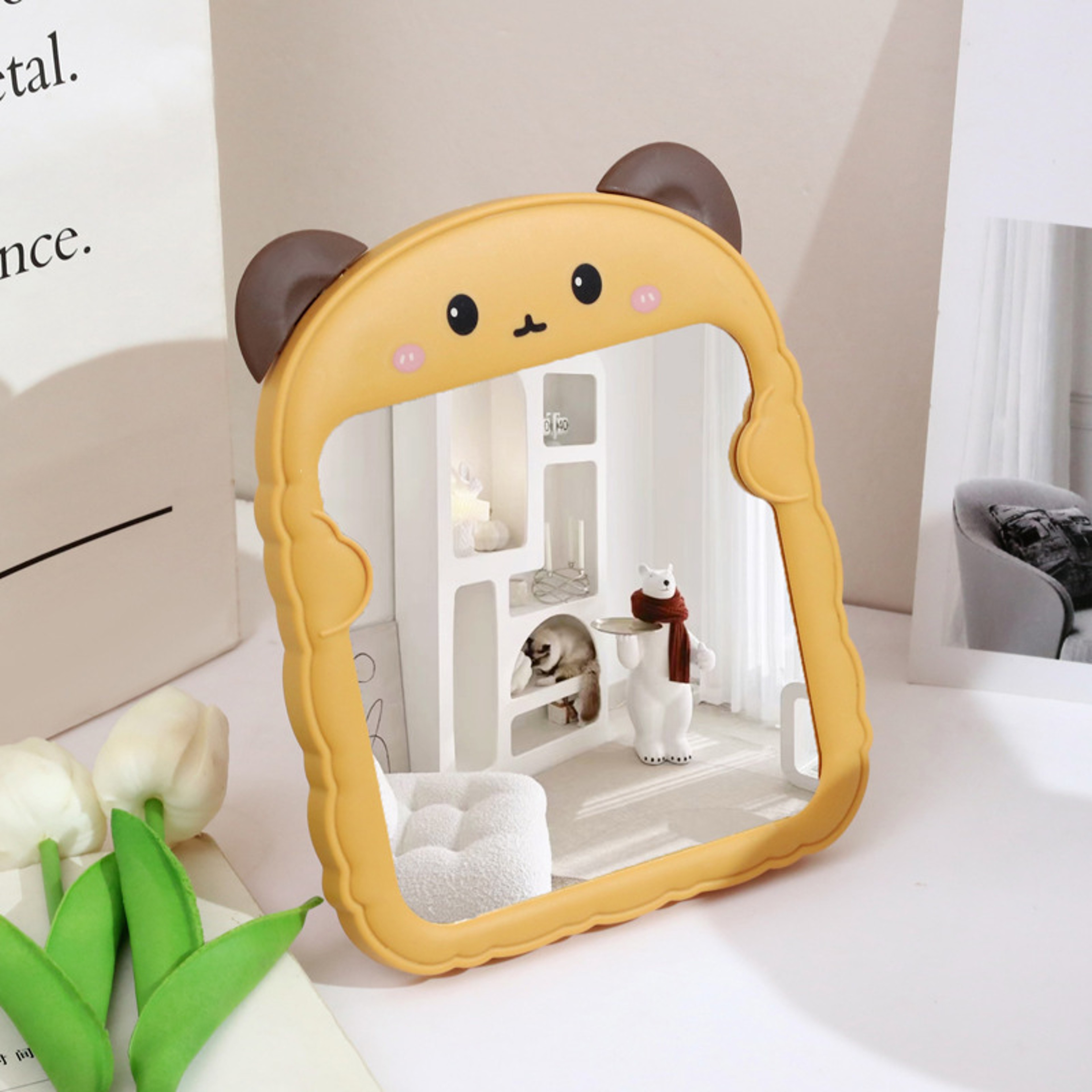 Cute Cat Ear Desktop Makeup Mirror Foldable Vanity Mirror for Bedroom, Desk & Travel – view 8