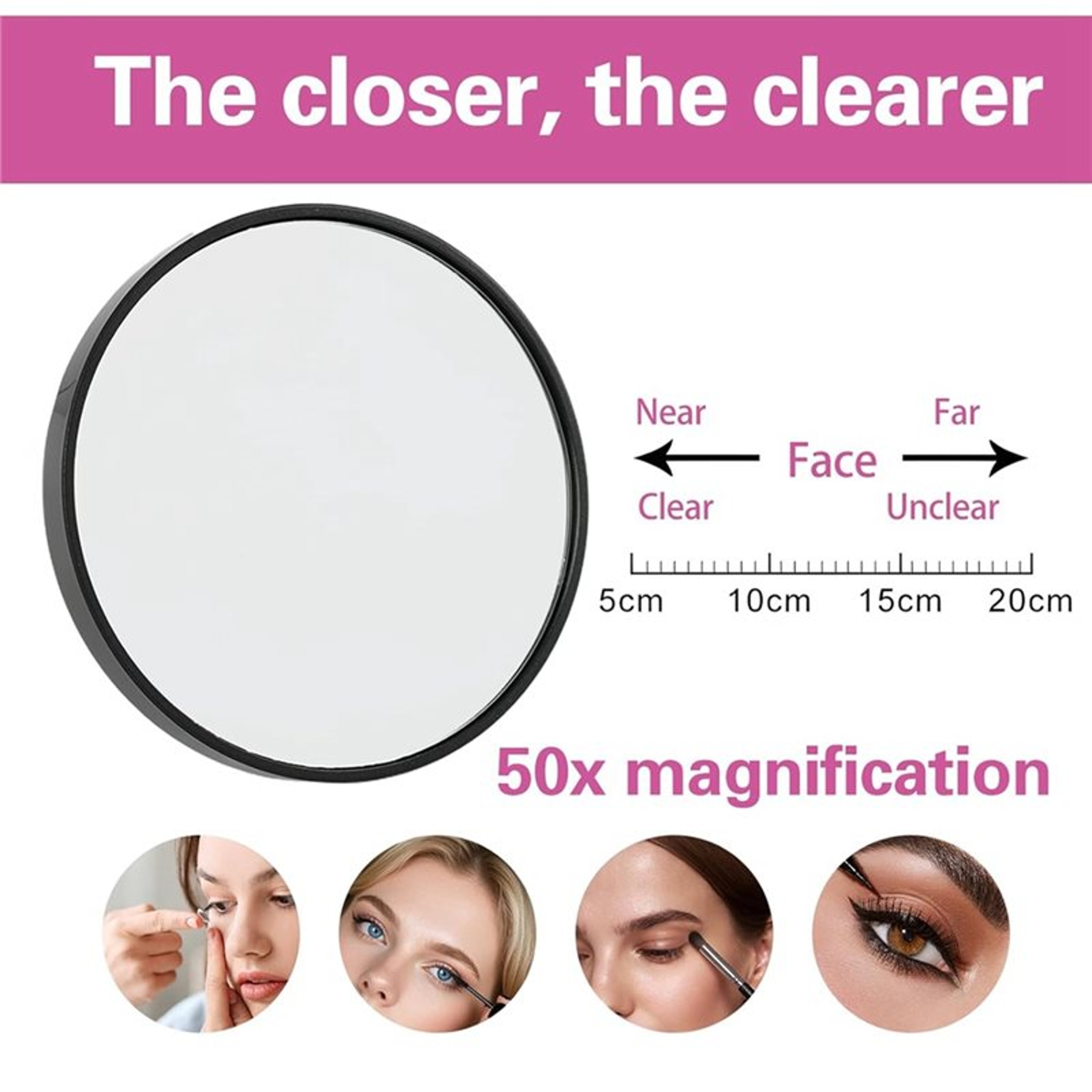 Magnifying Makeup Mirror with Suction Cup & Precision Tweezers Travel Set – view 3