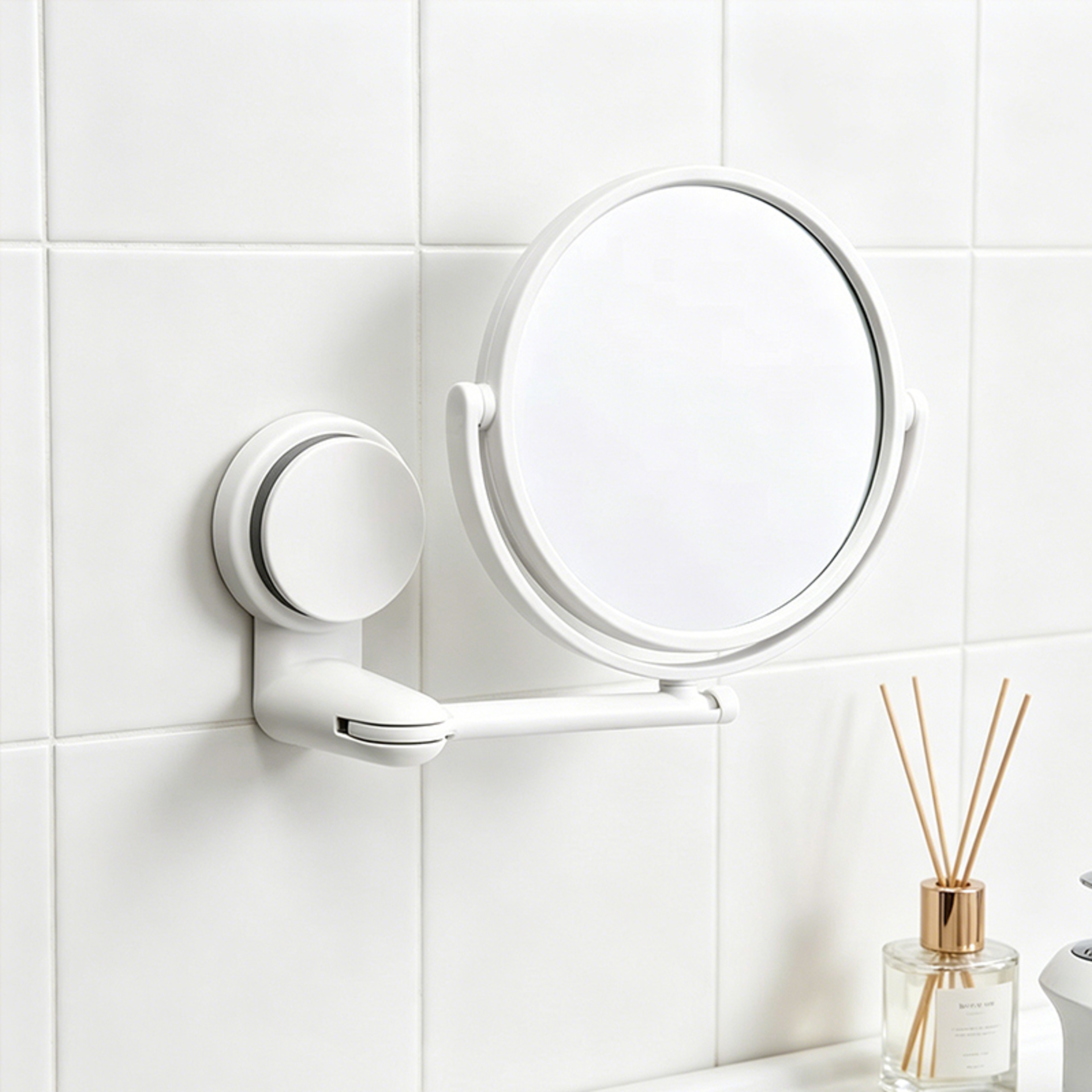 Wall Mounted Makeup Mirror with Magnifying Mirror Double Sided Swivel Suction Design – view 7