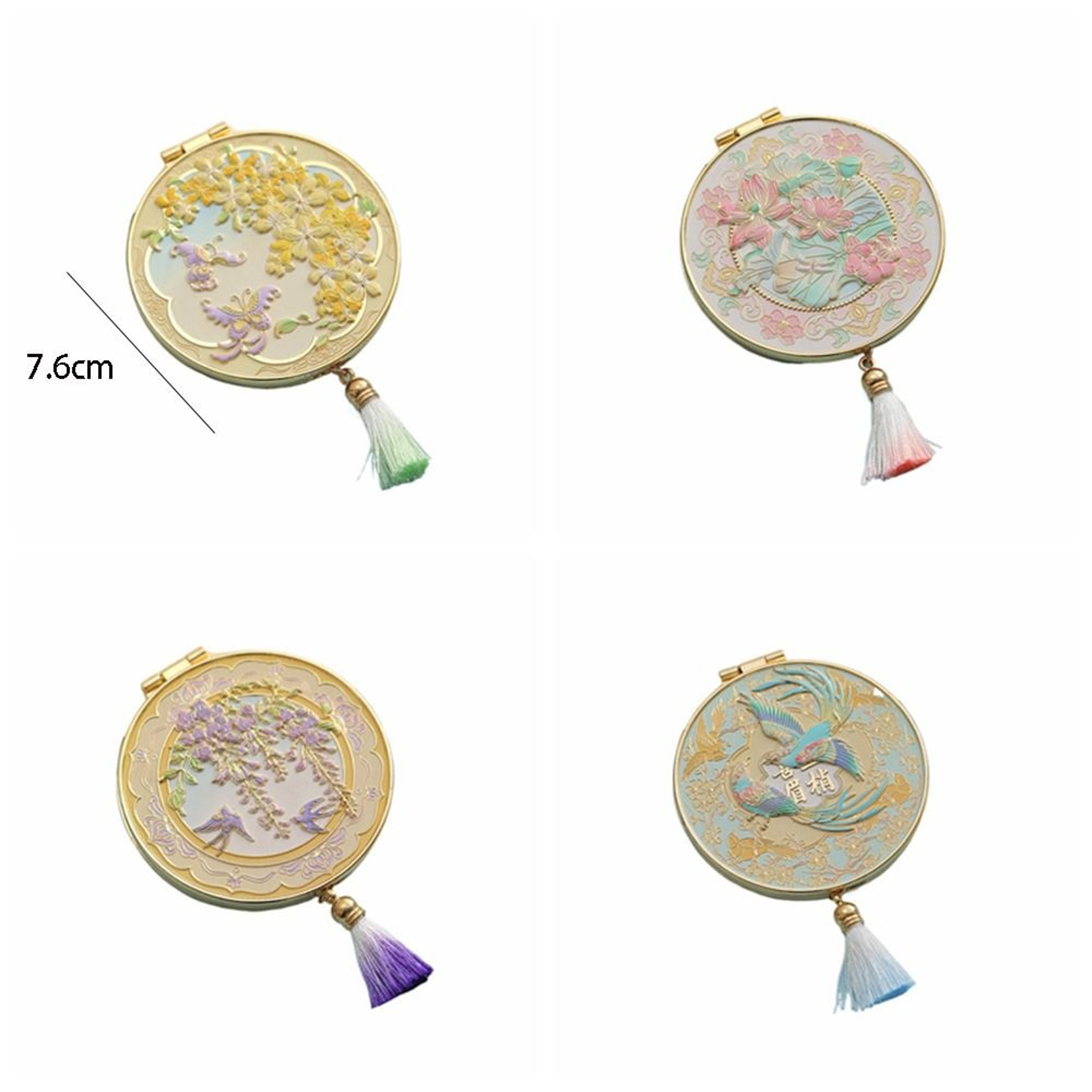 Vintage Compact Makeup Mirror Portable Folding Metal Pocket Mirror For Travel  Everyday Beauty 5