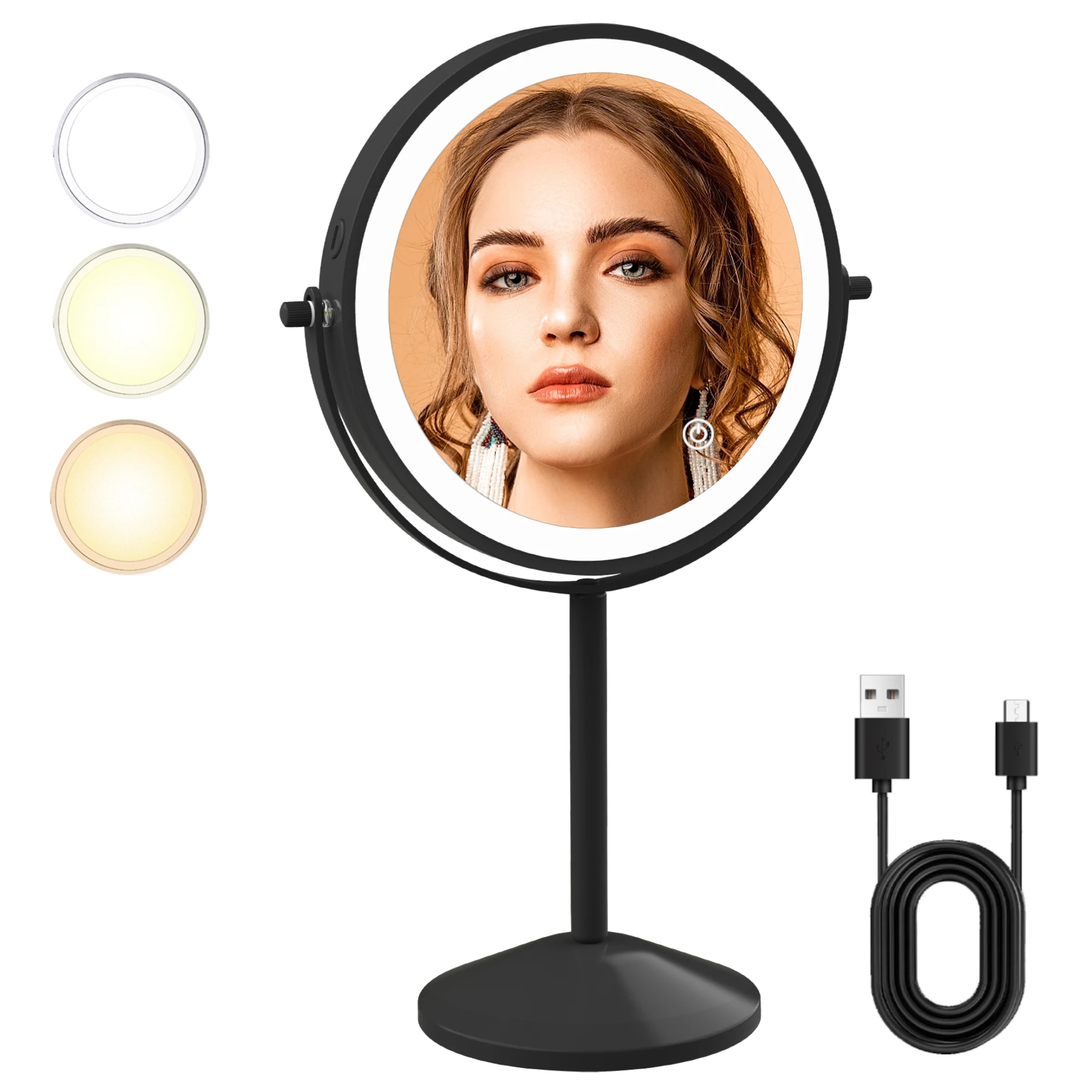Lighted Makeup Mirror With Magnifying Mirror Rechargeable LED Vanity Mirror 360 Double Sided 0