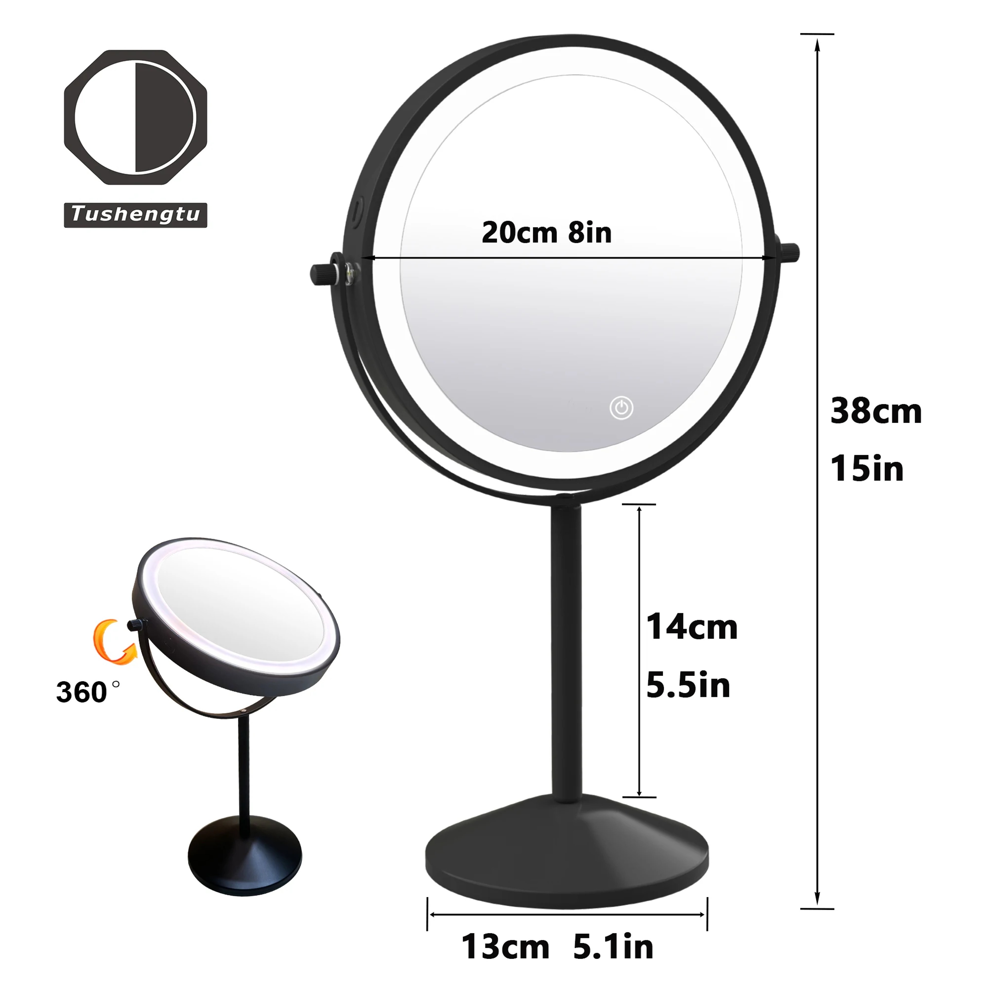 Lighted Makeup Mirror With Magnifying Mirror Rechargeable LED Vanity Mirror 360 Double Sided 1