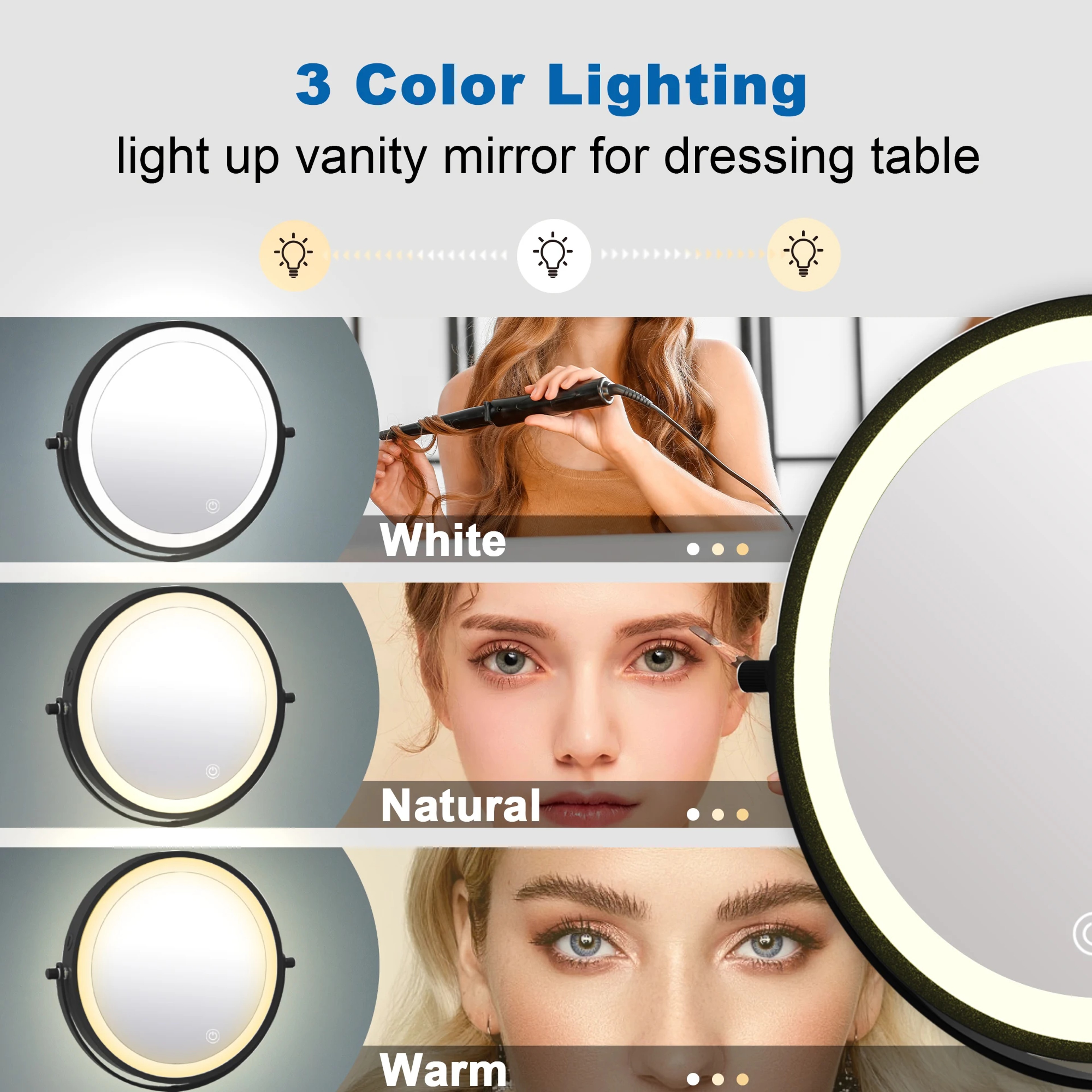 Lighted Makeup Mirror With Magnifying Mirror Rechargeable LED Vanity Mirror 360 Double Sided 5