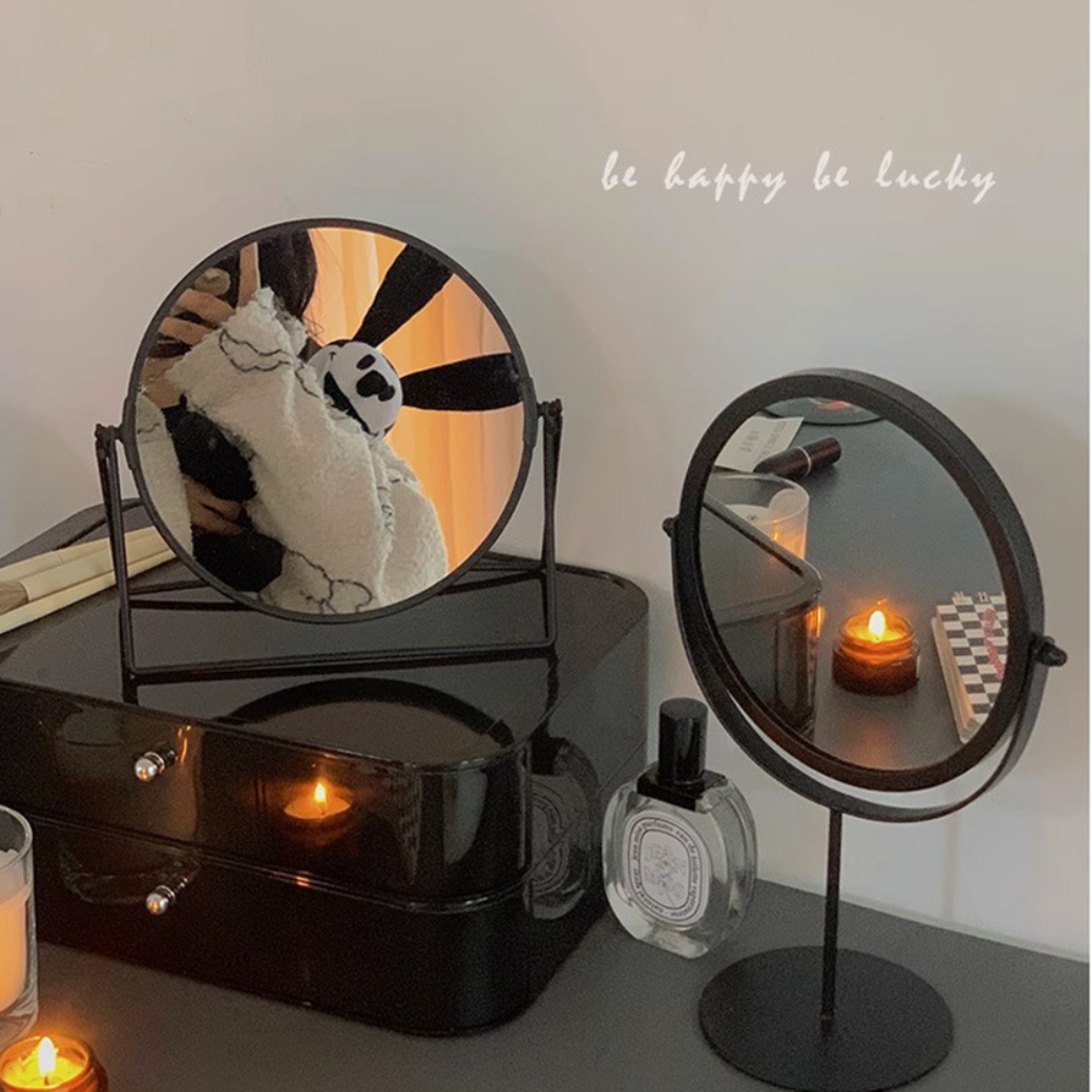 Vintage Round Desktop Makeup Mirror With 360 Rotating Metal Stand For Vanity  Dressing Table 2