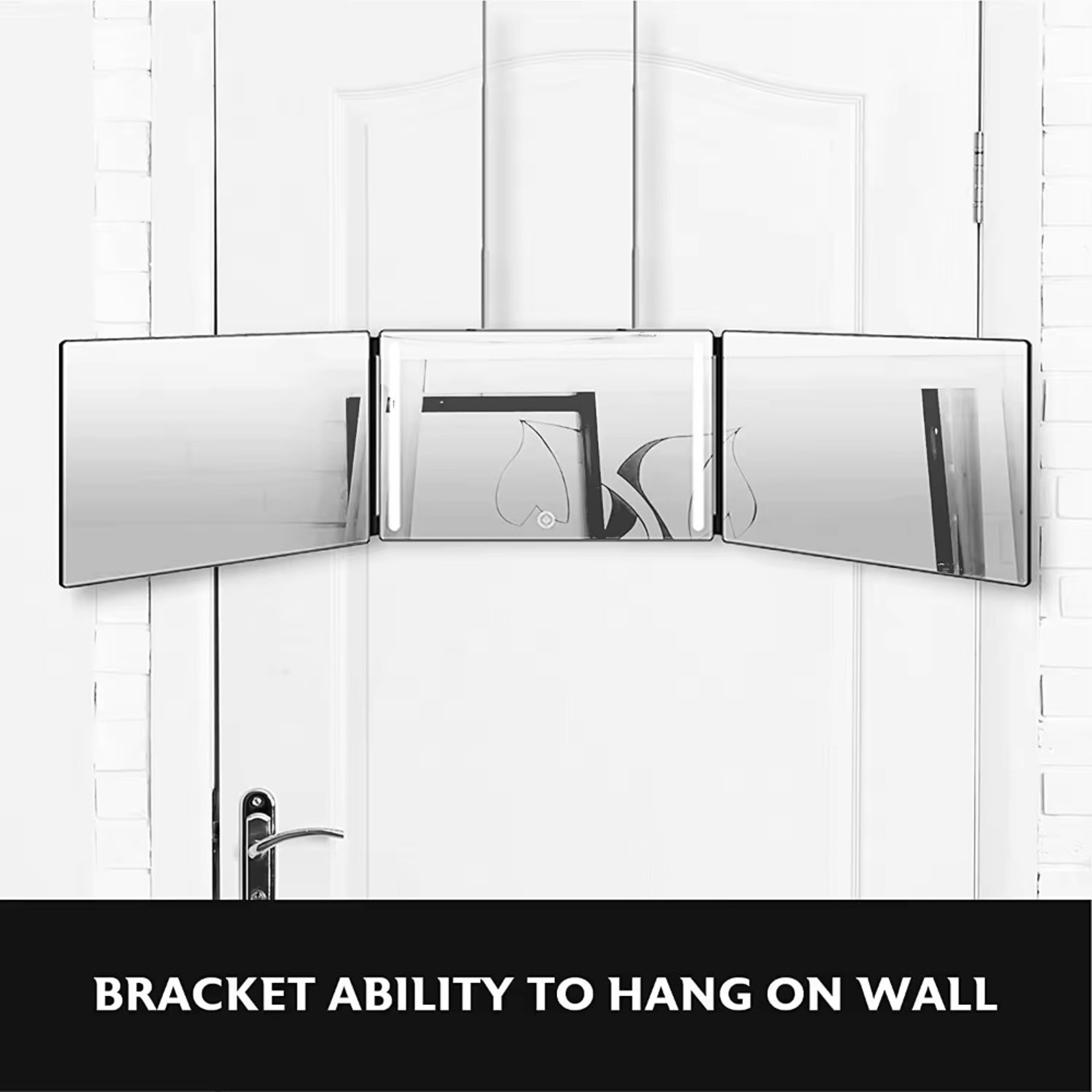 LED 3 Way Haircut Mirror with Lights Adjustable Height Trifold Self Haircut Mirror for DIY Grooming – view 4