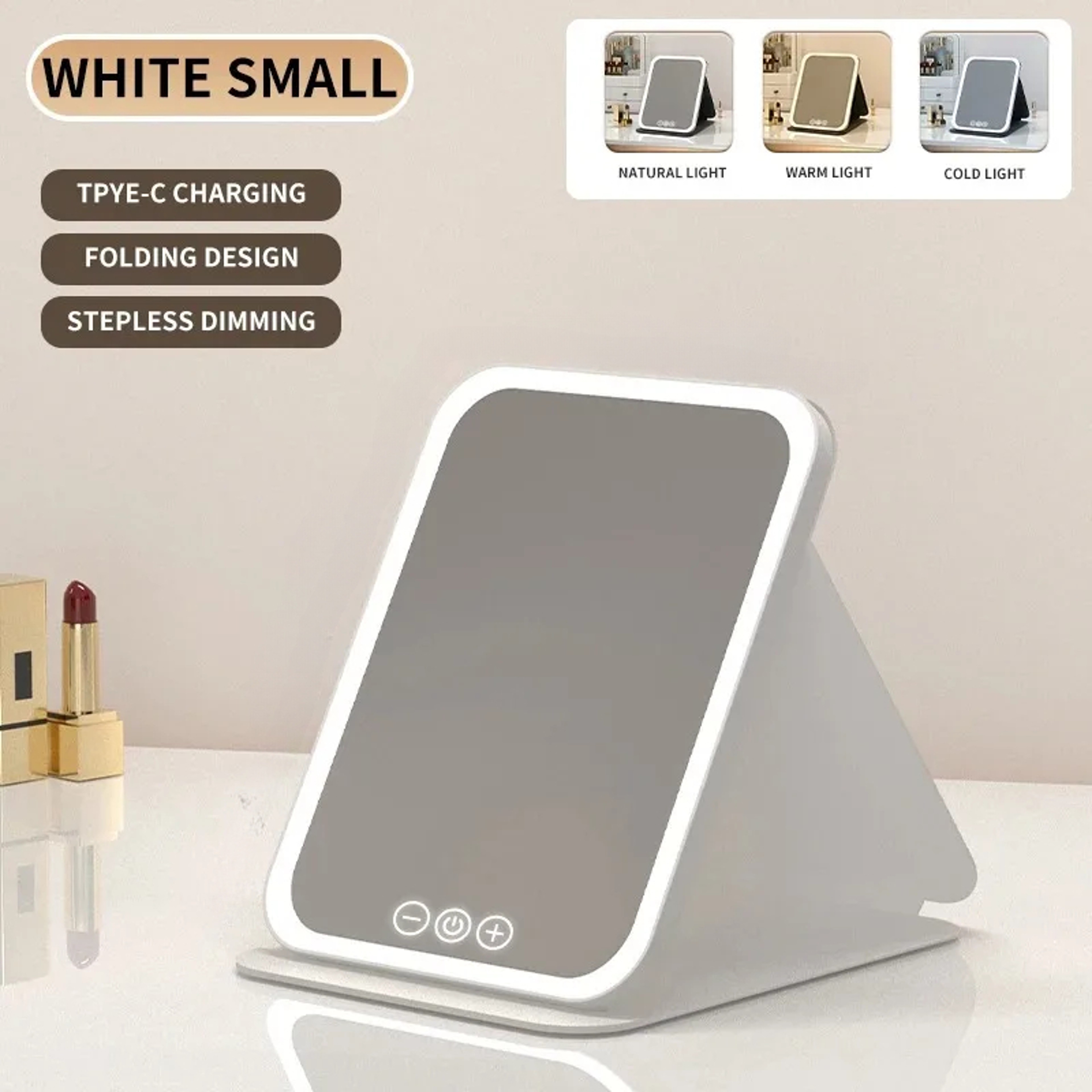 LED Makeup Mirror Rechargeable Touch Control Travel Vanity Mirror With Adjustable Lights 8