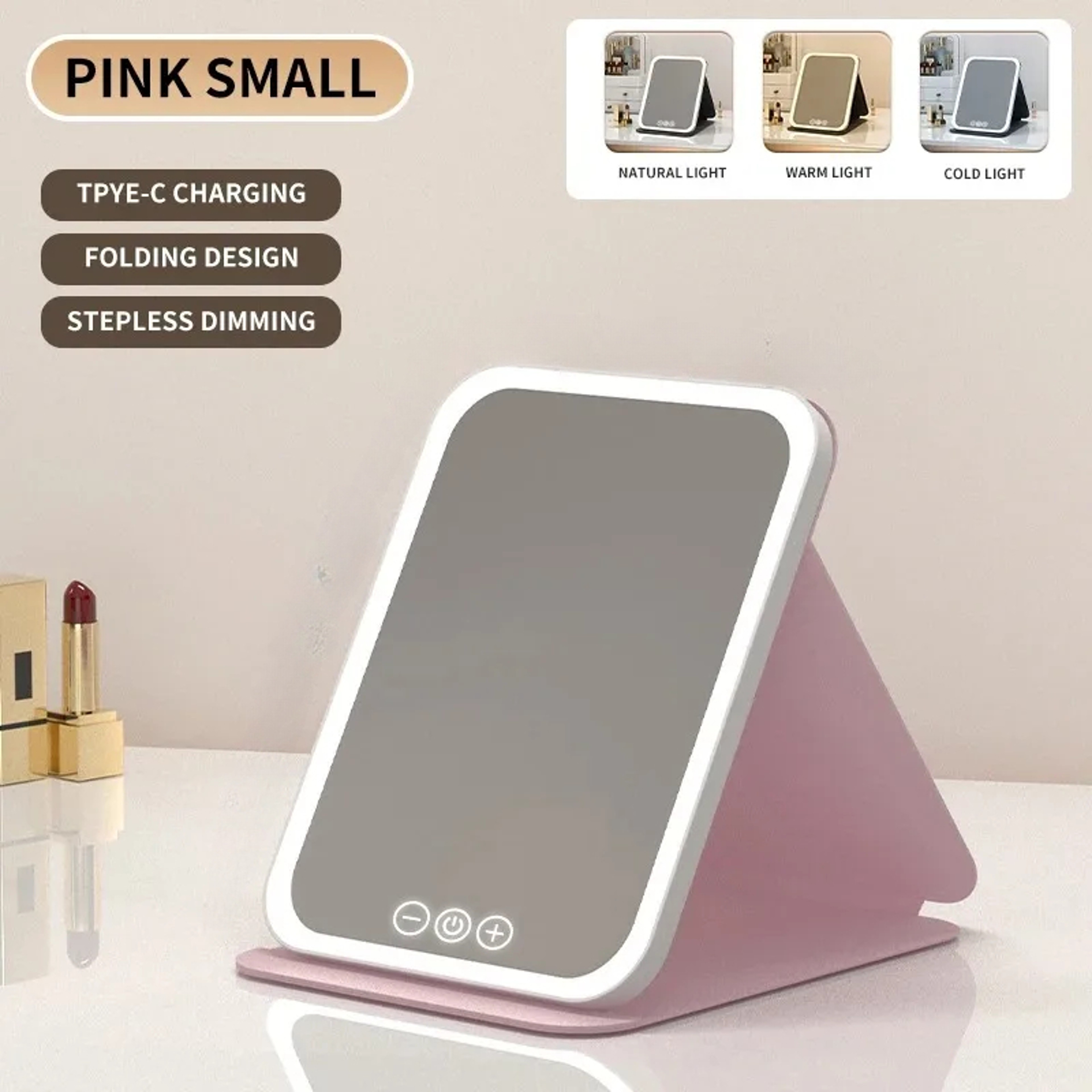 LED Makeup Mirror Rechargeable Touch Control Travel Vanity Mirror With Adjustable Lights 10