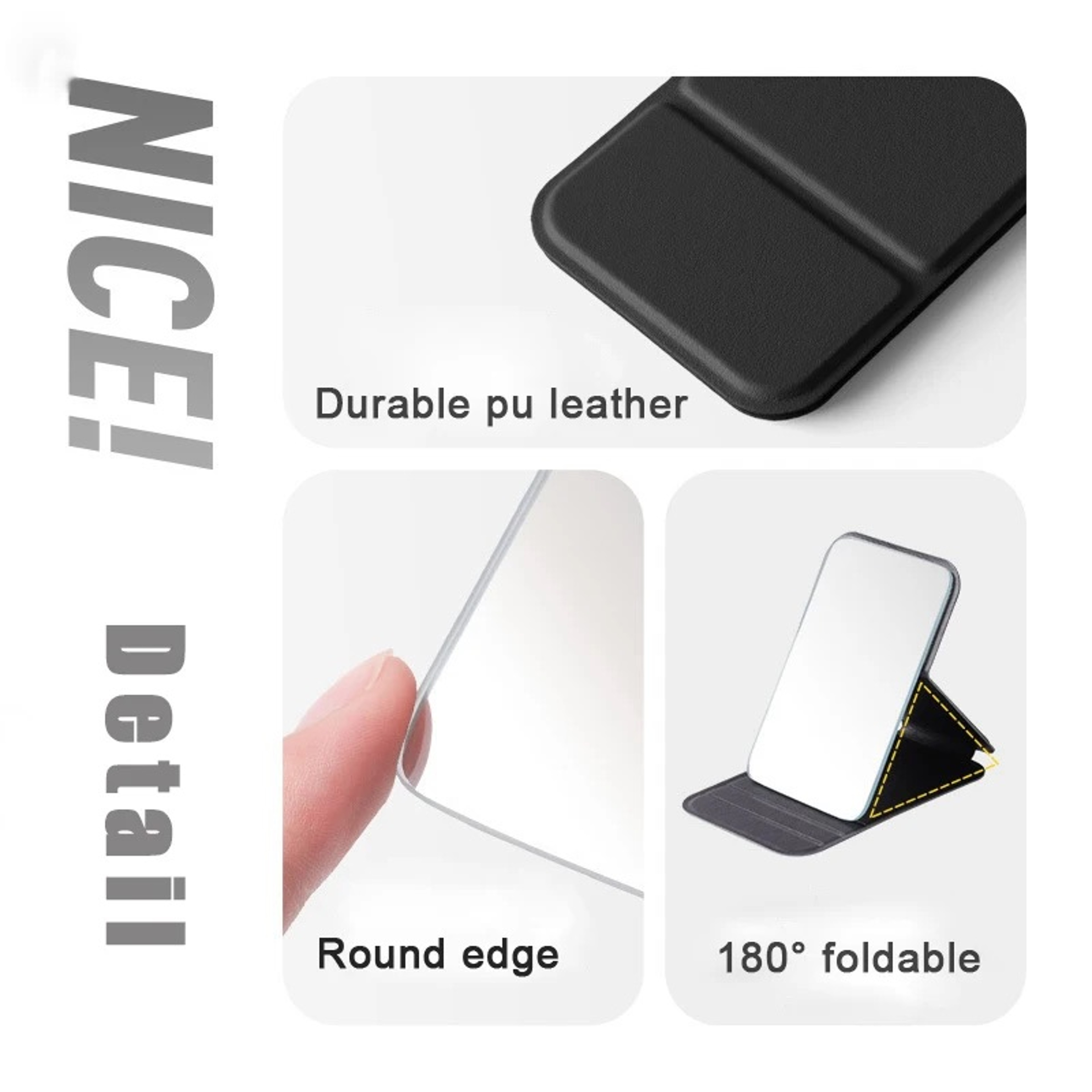 Portable Pocket Mirror with PU Leather Case Compact Makeup Travel Mirror for Women & Men – view 4