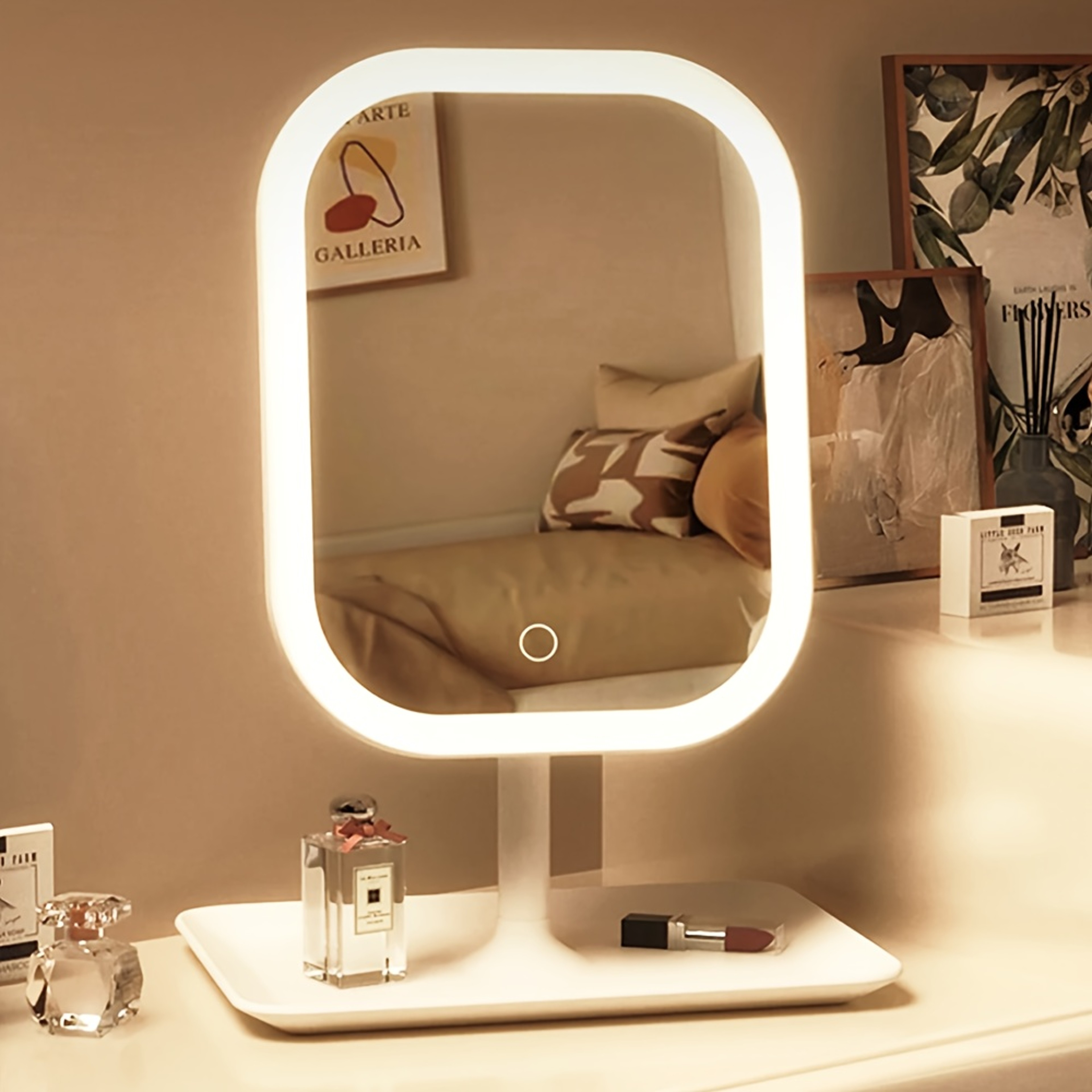 Rechargeable LED Makeup Mirror with Touch Control, 3 Light Modes & Adjustable Brightness – view 1