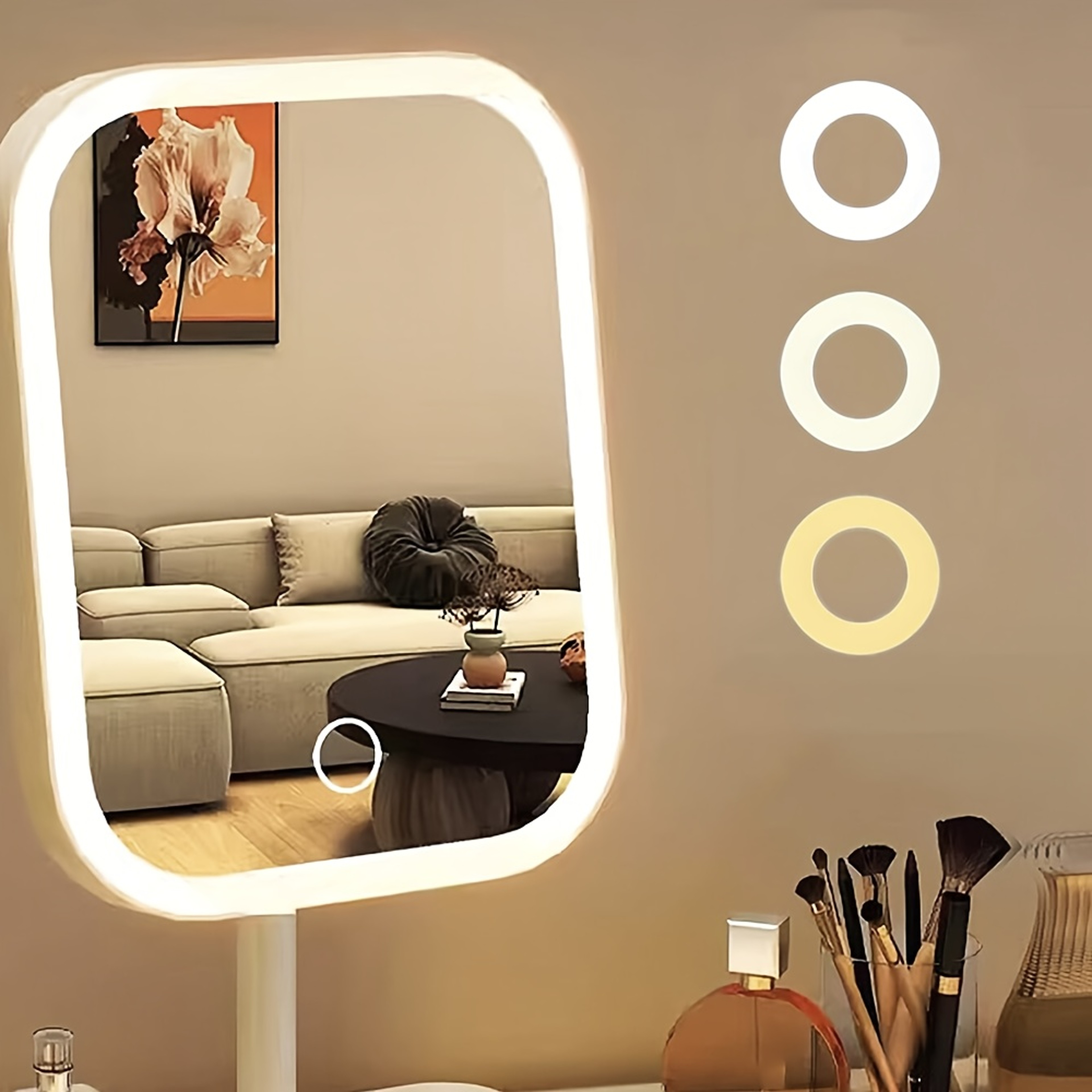 Rechargeable LED Makeup Mirror with Touch Control, 3 Light Modes & Adjustable Brightness – view 6
