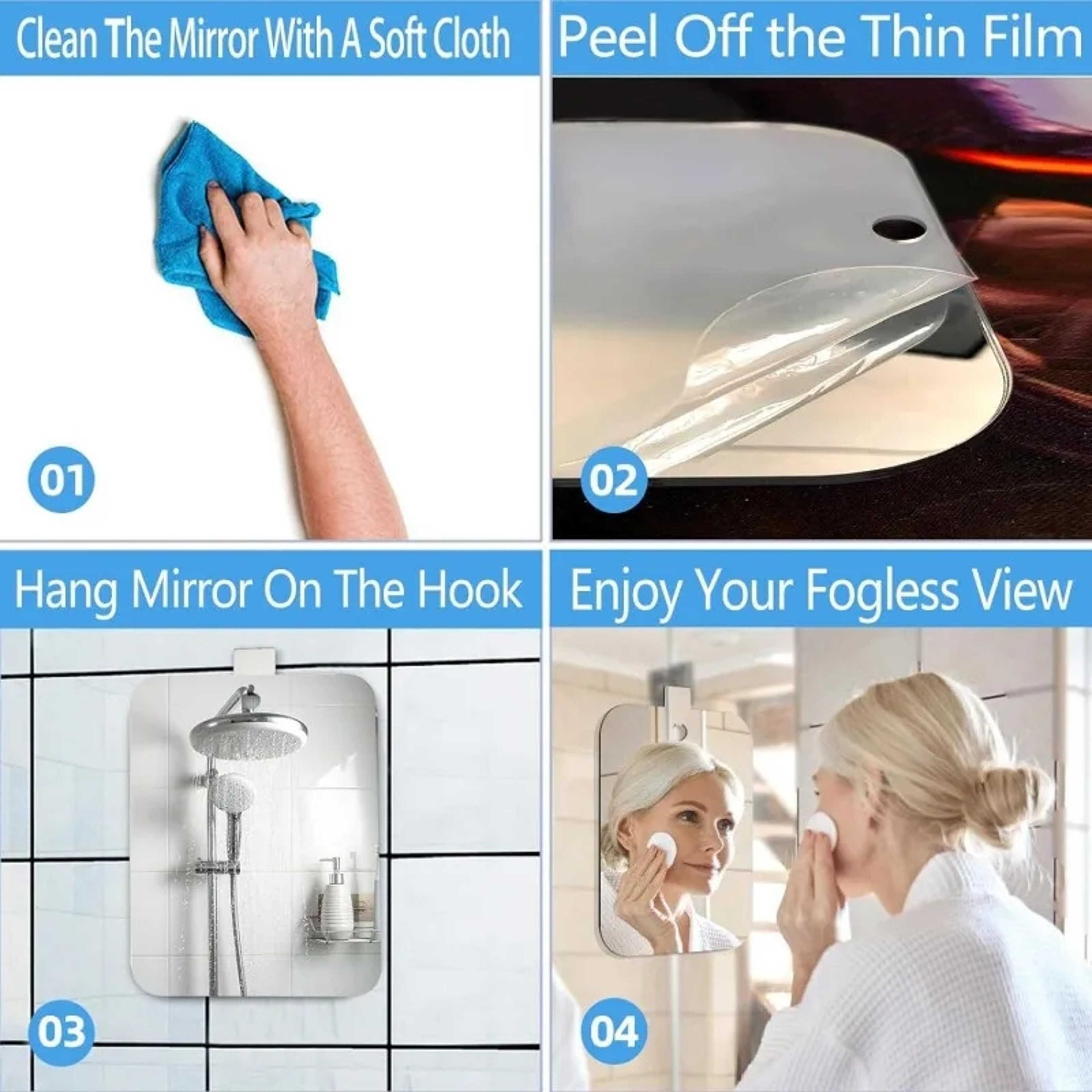 Fog Free Shower Mirror with Suction Cup Wall Mount Unbreakable Acrylic Bathroom Shaving Mirror – view 4