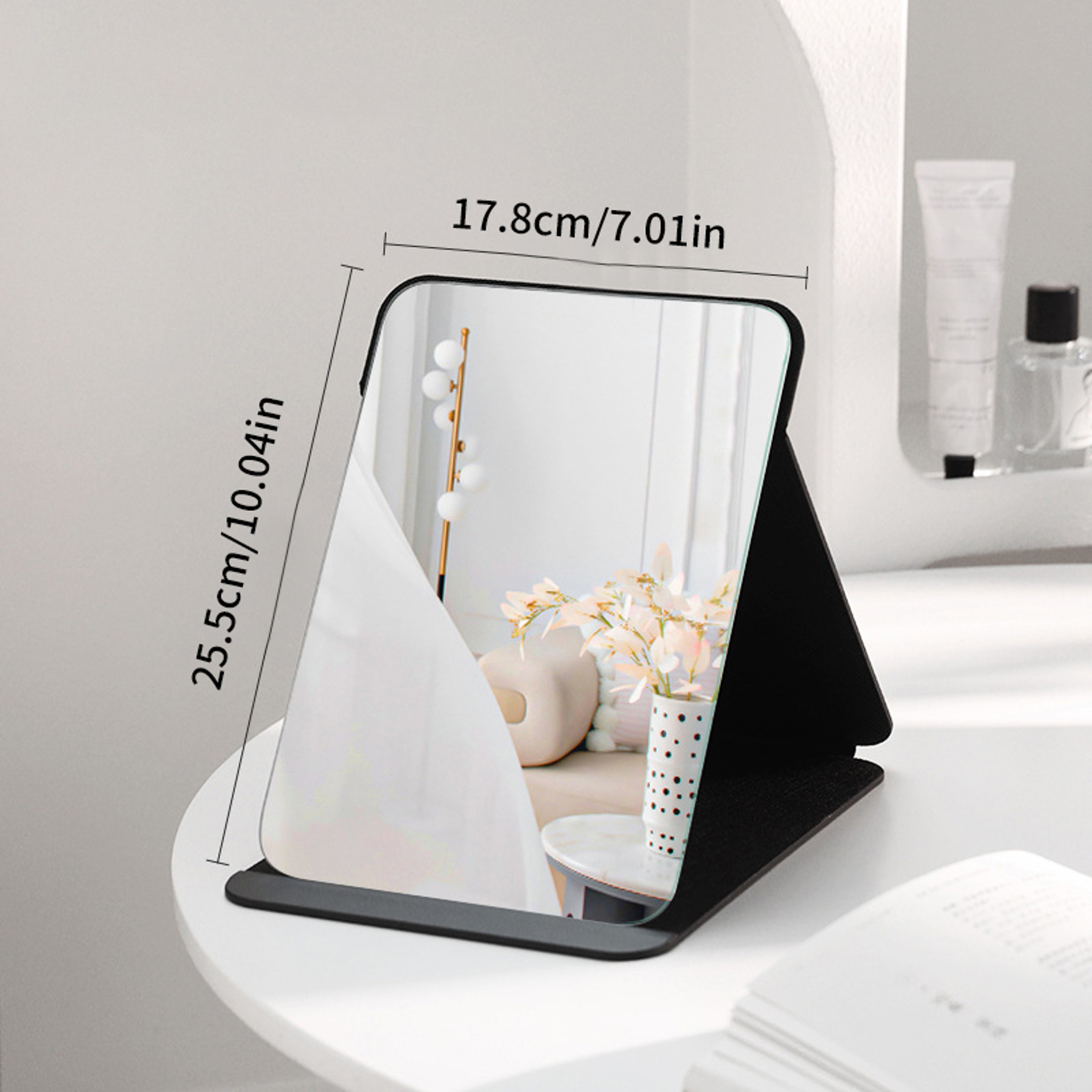 Compact Makeup Mirror Travel Makeup Mirror Foldable PU Leather Pocket Vanity Mirror 4