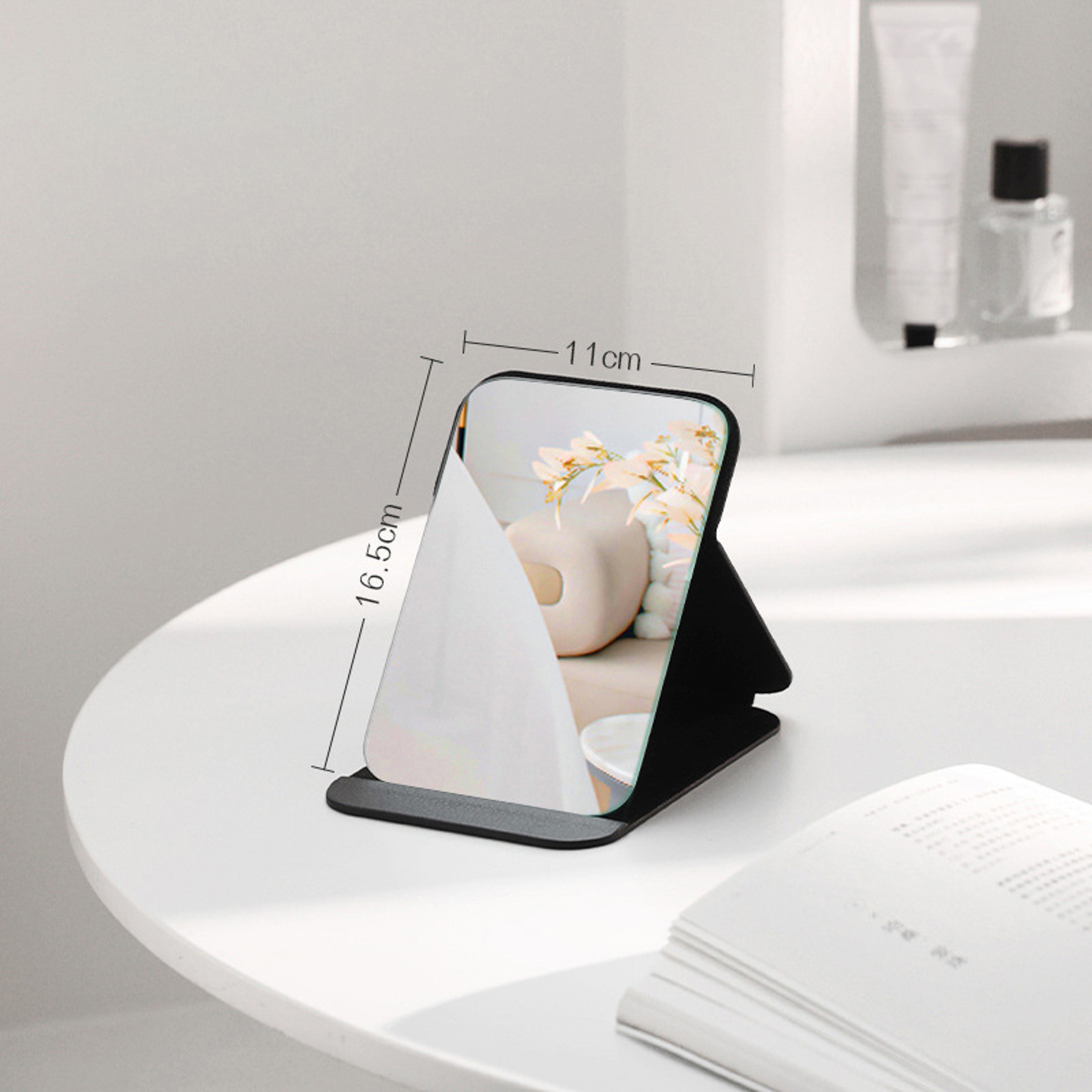 Portable Compact Makeup Mirror With PU Leather Cover Foldable Travel Mirror For Desk  Pocket Use 5