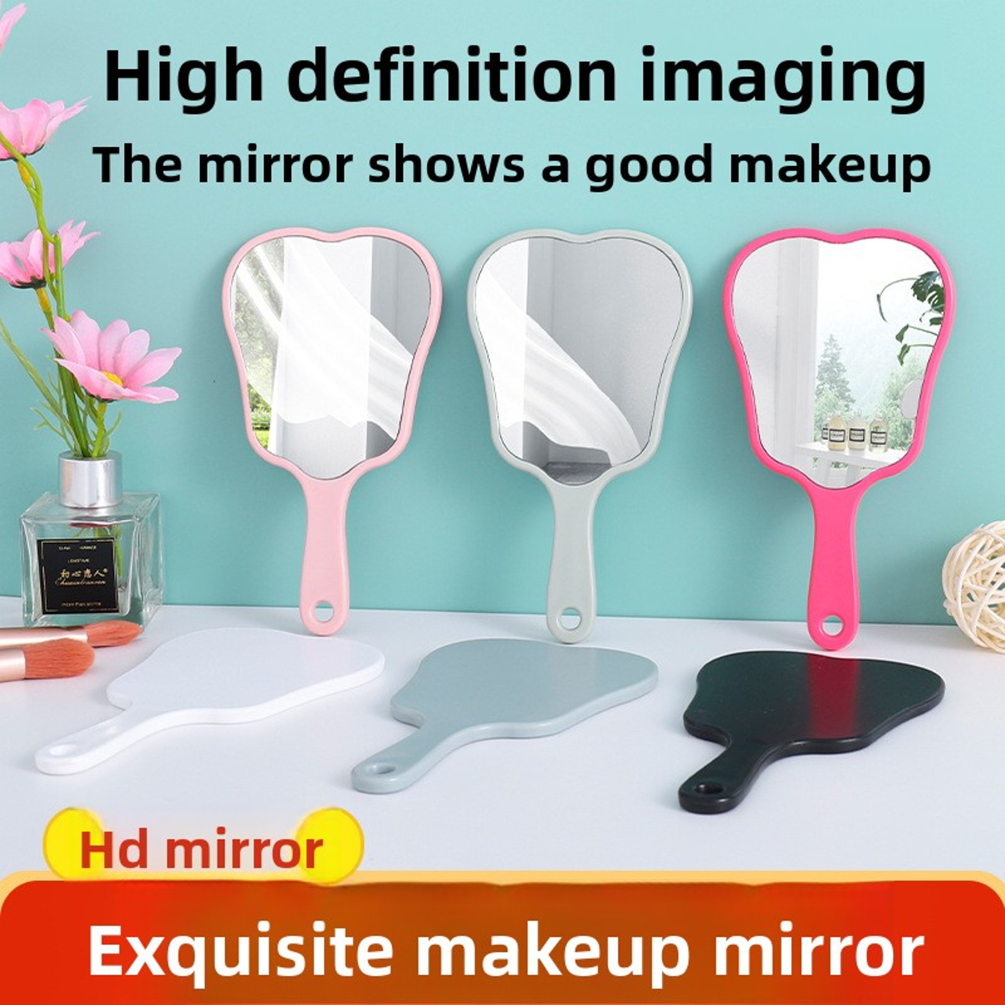 Cute Handheld Makeup Mirror Tooth Shape Portable Travel Mirror for Makeup, Dental Exams & Gifts – view 1