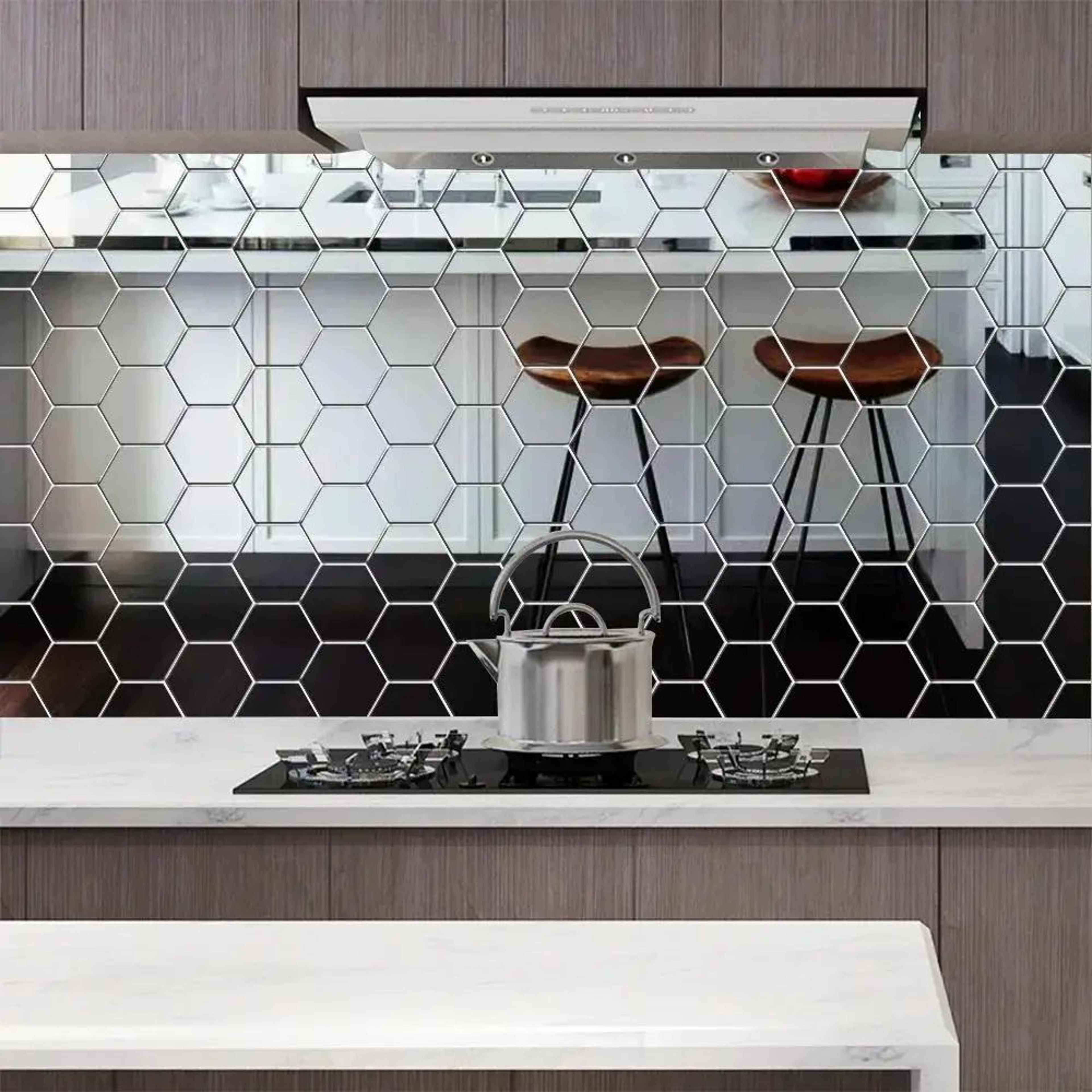 Modern Hexagon Mirror Wall Stickers Acrylic Peel and Stick Mirror Tiles for DIY Wall Decor – view 4