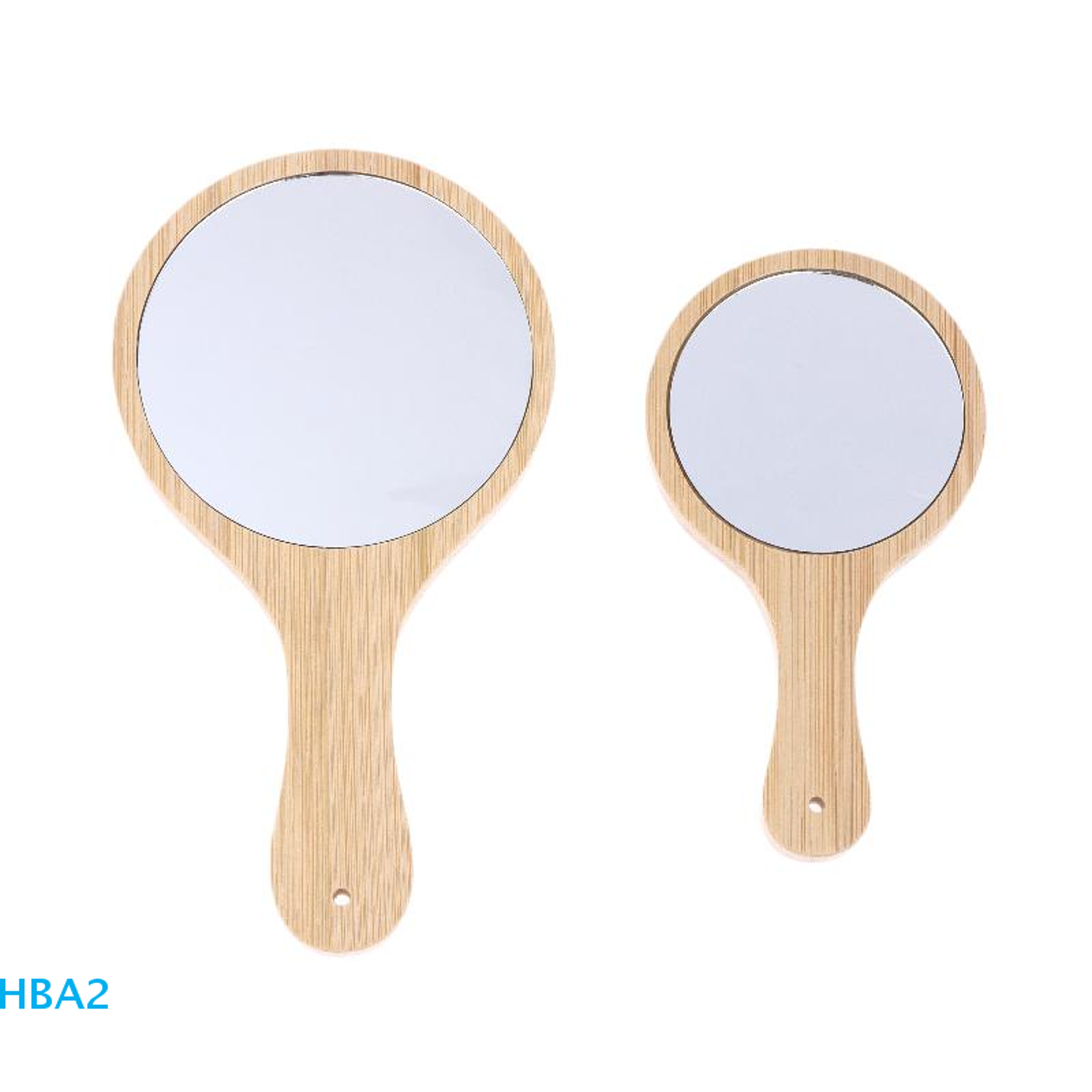 Portable Handheld Makeup Mirror With Natural Bamboo Handle Round Travel Vanity Mirror 2