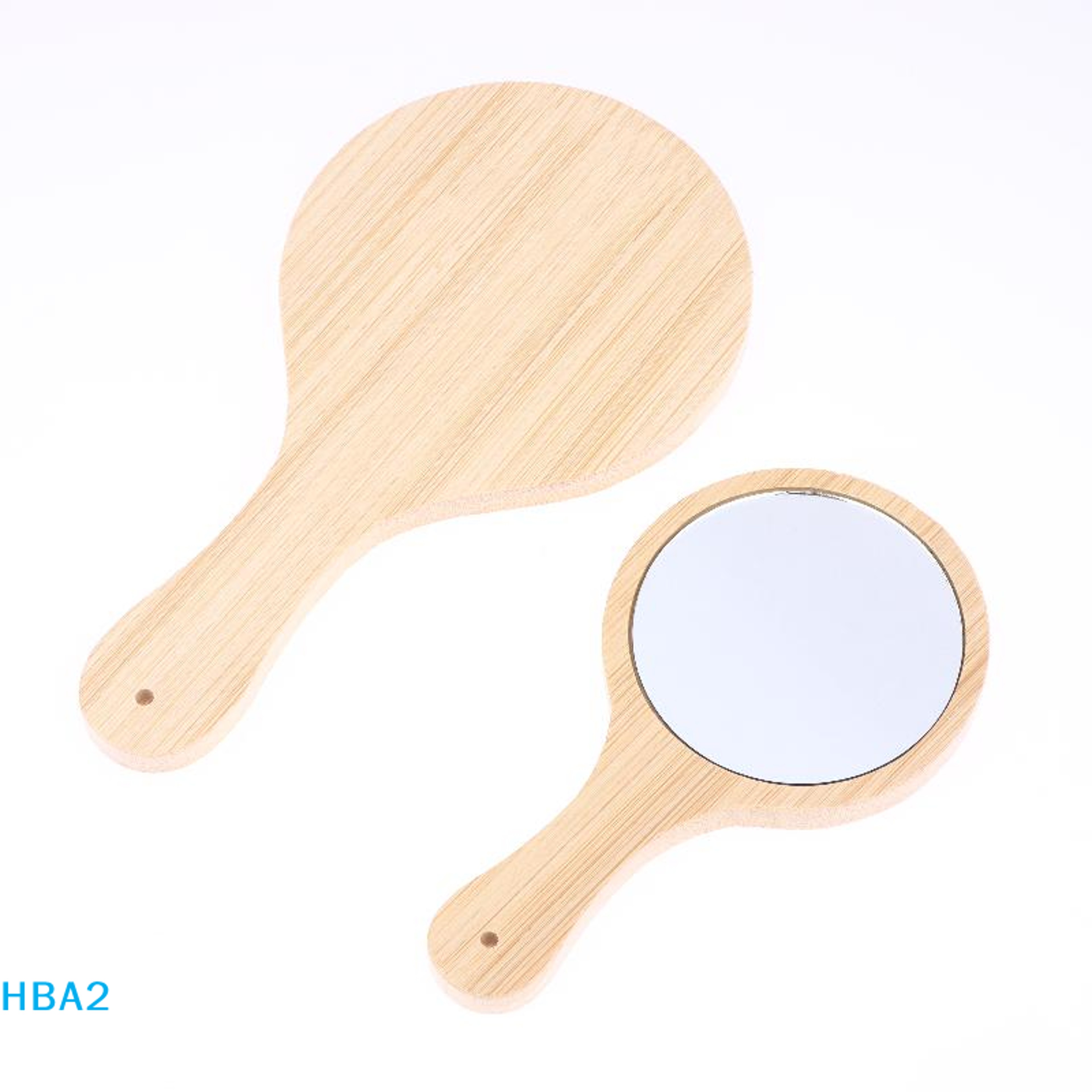 Portable Handheld Makeup Mirror With Natural Bamboo Handle Round Travel Vanity Mirror 5
