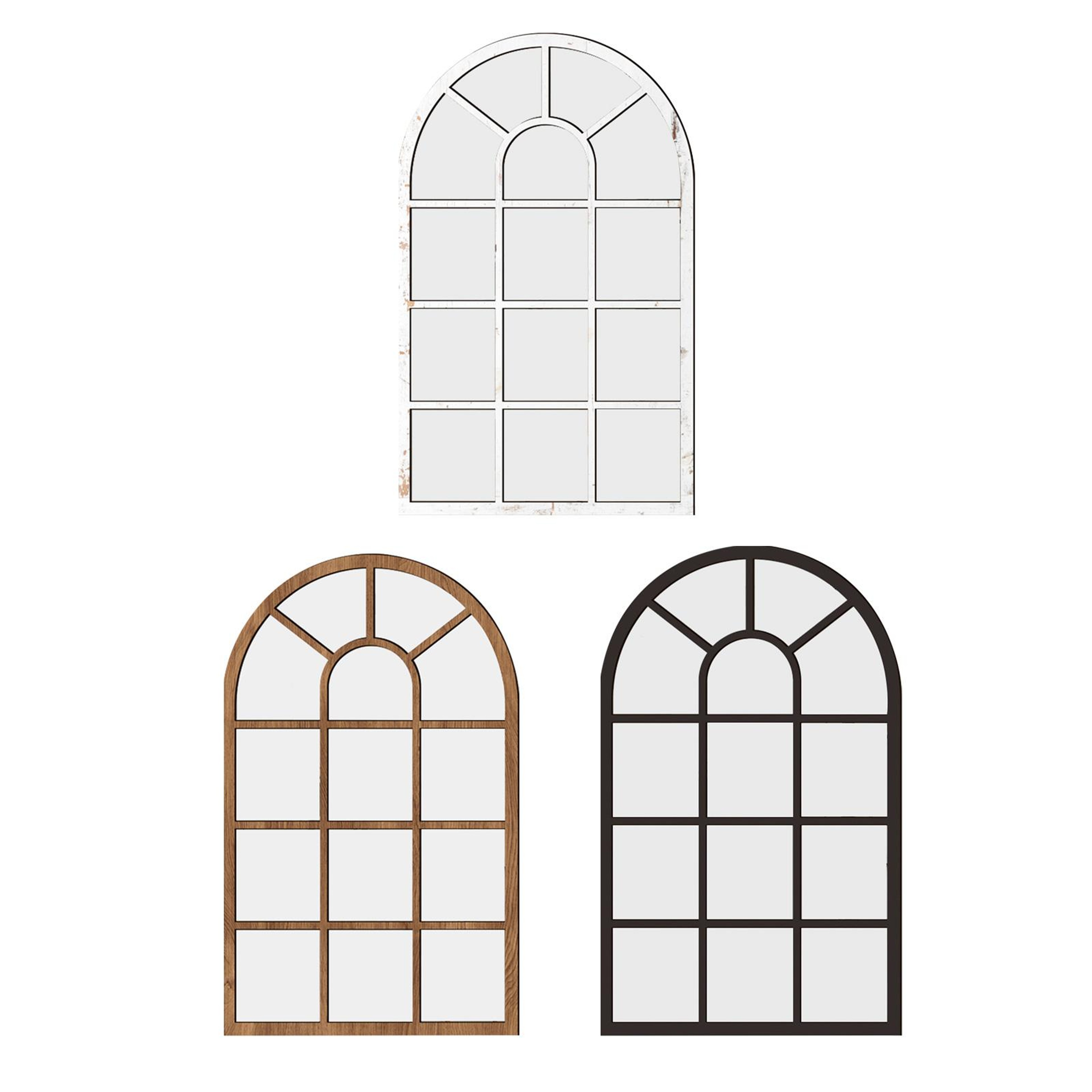 Modern Arched Wall Mirror Window Pane Decorative Mirror for Entryway, Bathroom & Living Room – view 1
