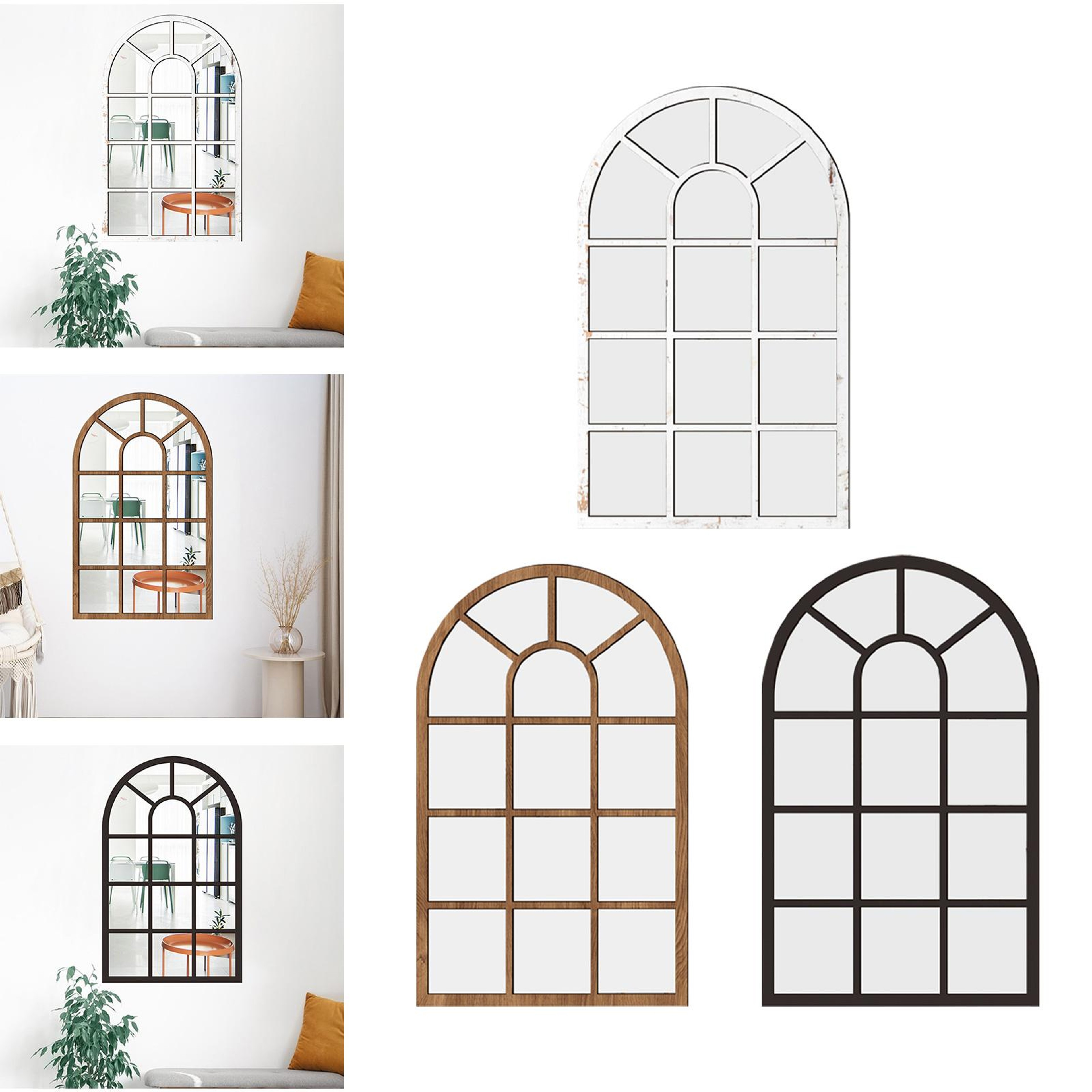 Modern Arched Wall Mirror Window Pane Decorative Mirror for Entryway, Bathroom & Living Room – view 4
