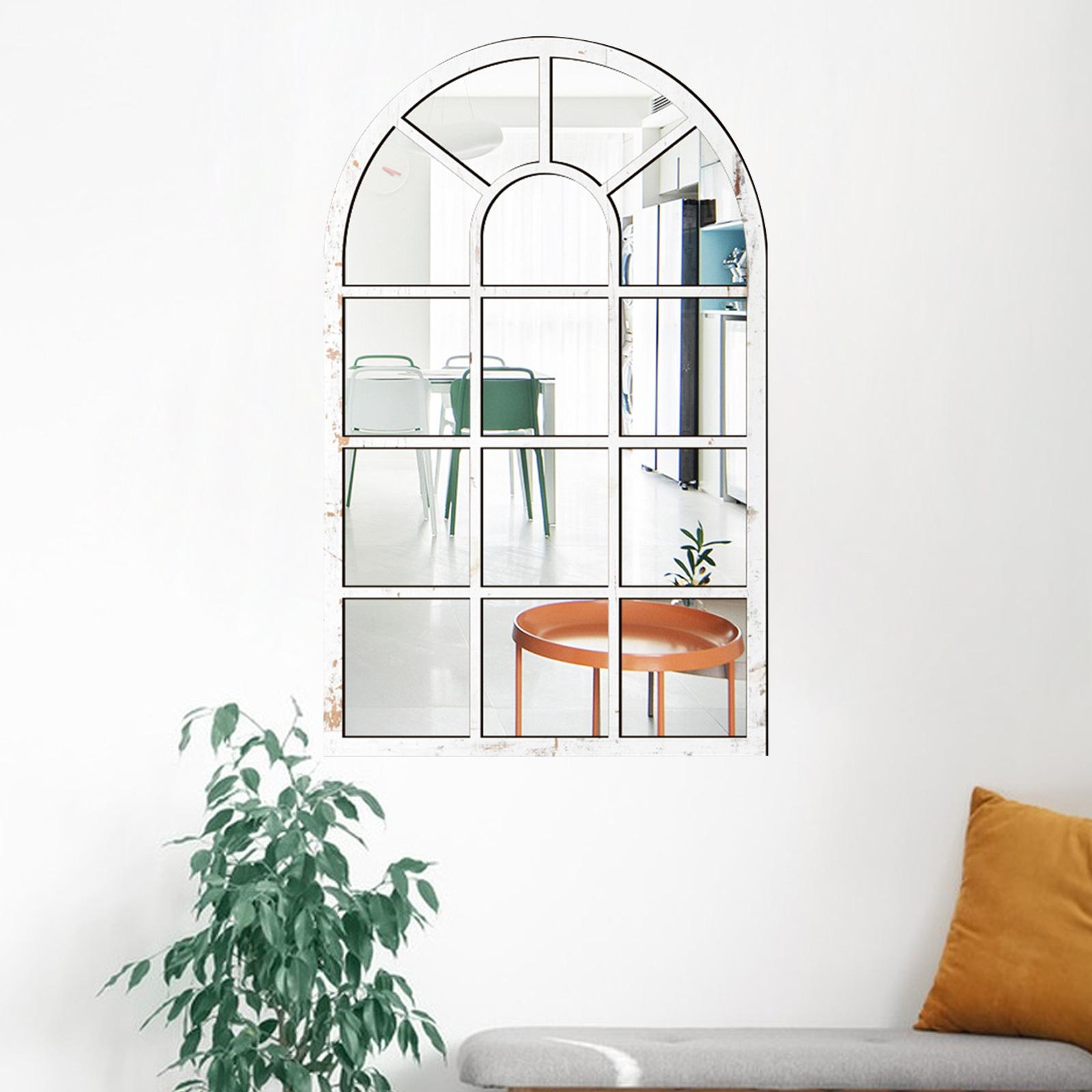 Modern Arched Wall Mirror Window Pane Decorative Mirror for Entryway, Bathroom & Living Room – view 8