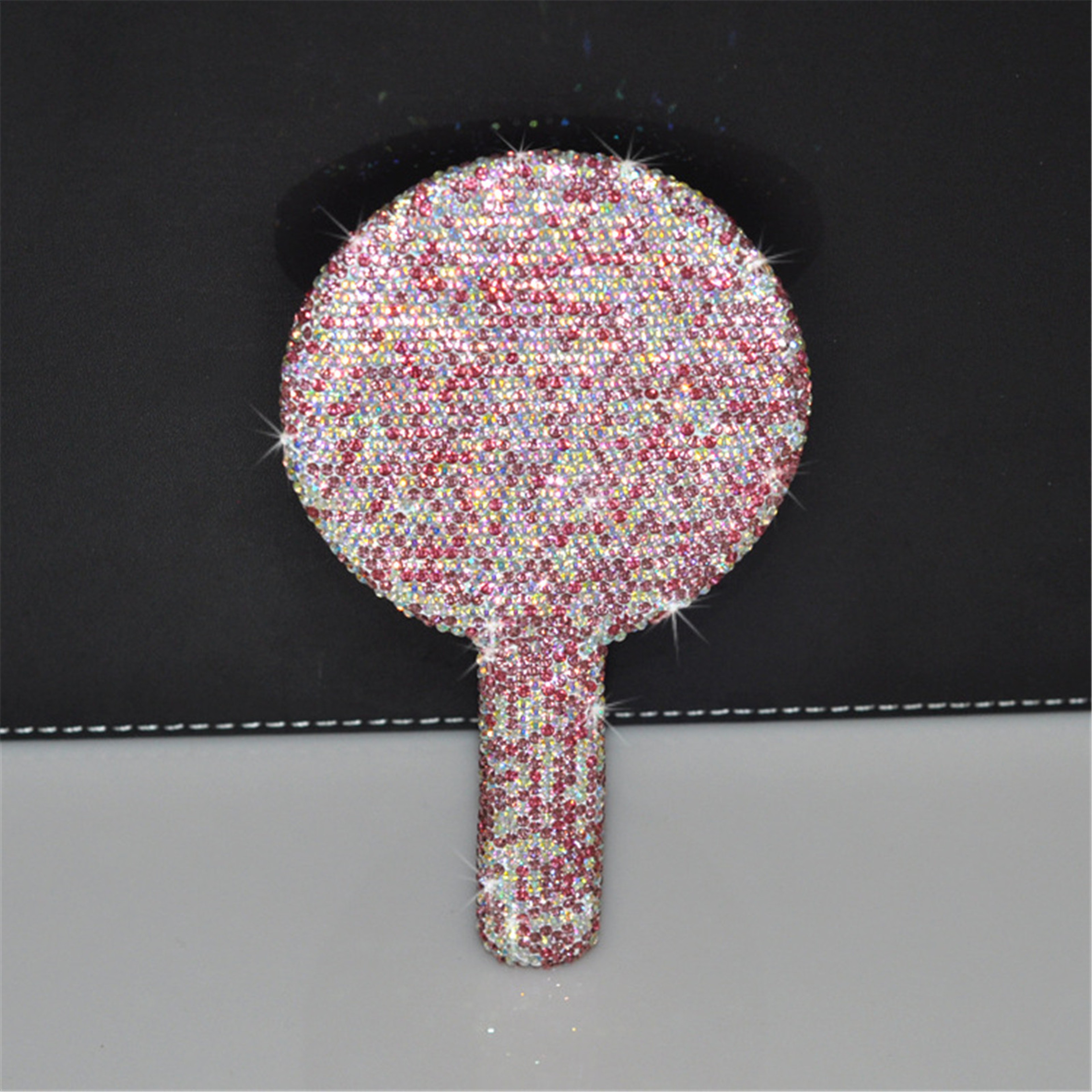 Luxury Handheld Makeup Mirror With Sparkling Rhinestone Handle Portable Vanity Mirror For Beauty To 3