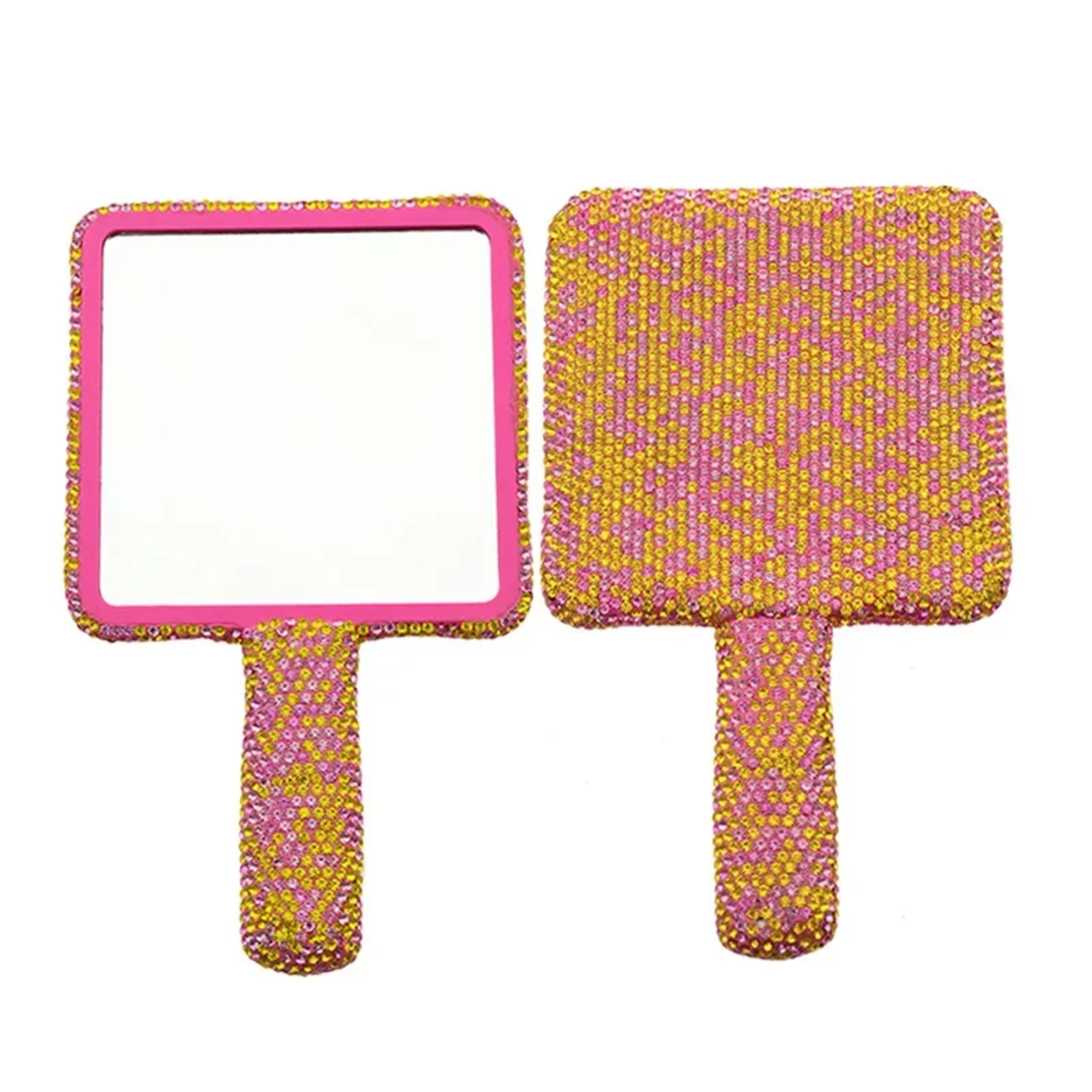 Luxury Handheld Makeup Mirror With Sparkling Rhinestone Handle Portable Vanity Mirror For Beauty To 7