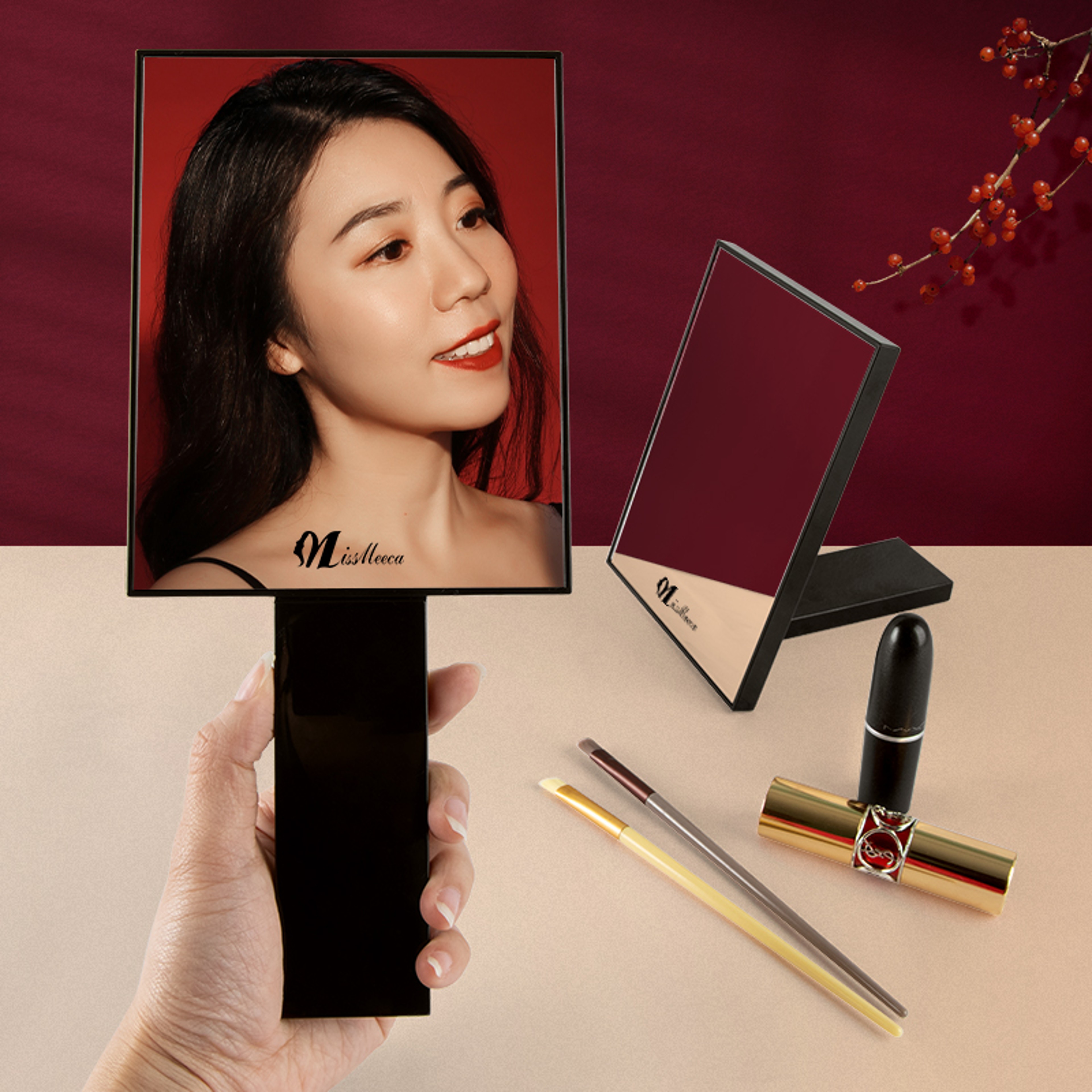 Portable Makeup Mirror Foldable Vanity Mirror for Desktop and Travel Beauty Touch Ups – view 1