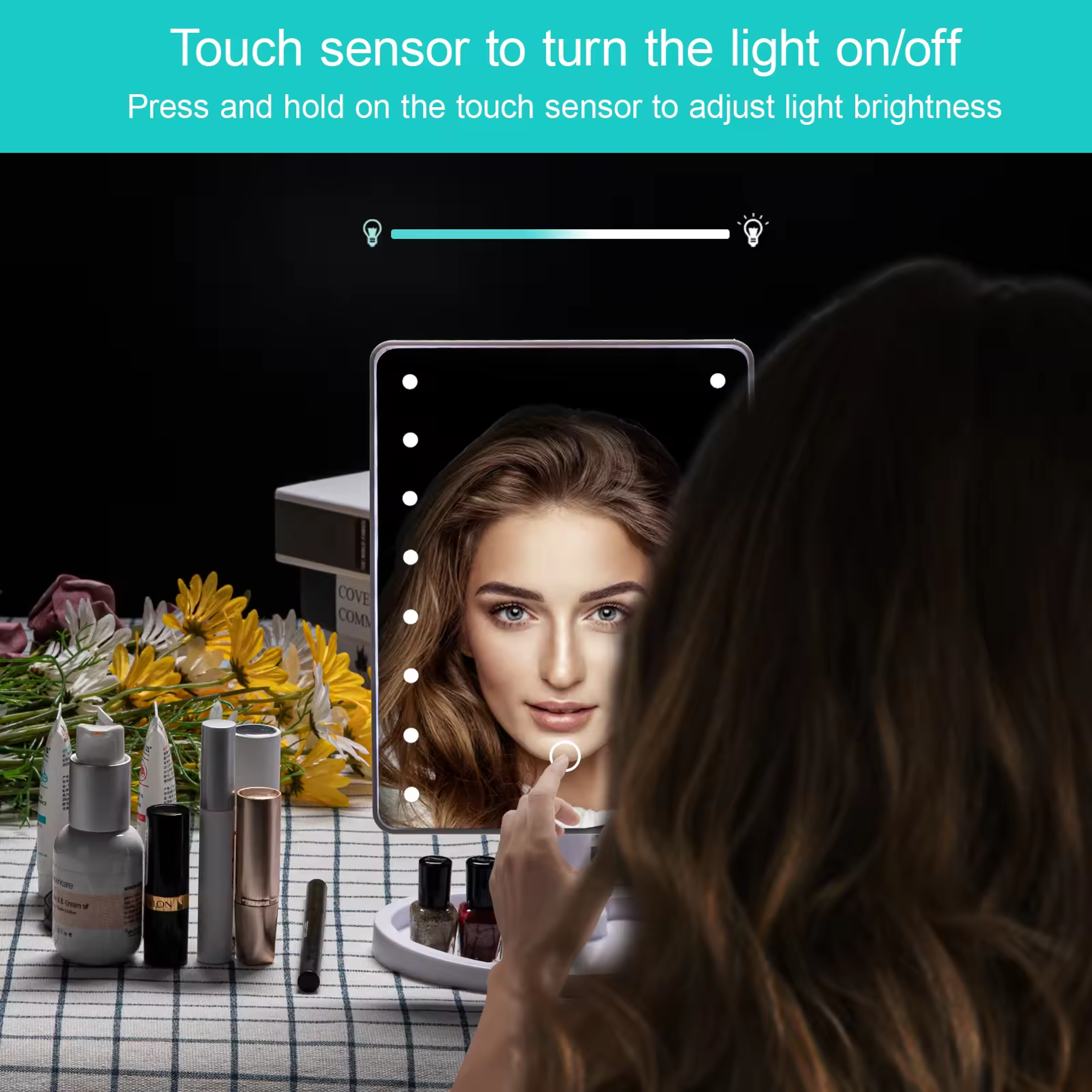 LED Vanity Mirror with Touch Screen, Adjustable Brightness & 360° Rotating Lighted Makeup Mirror – view 2