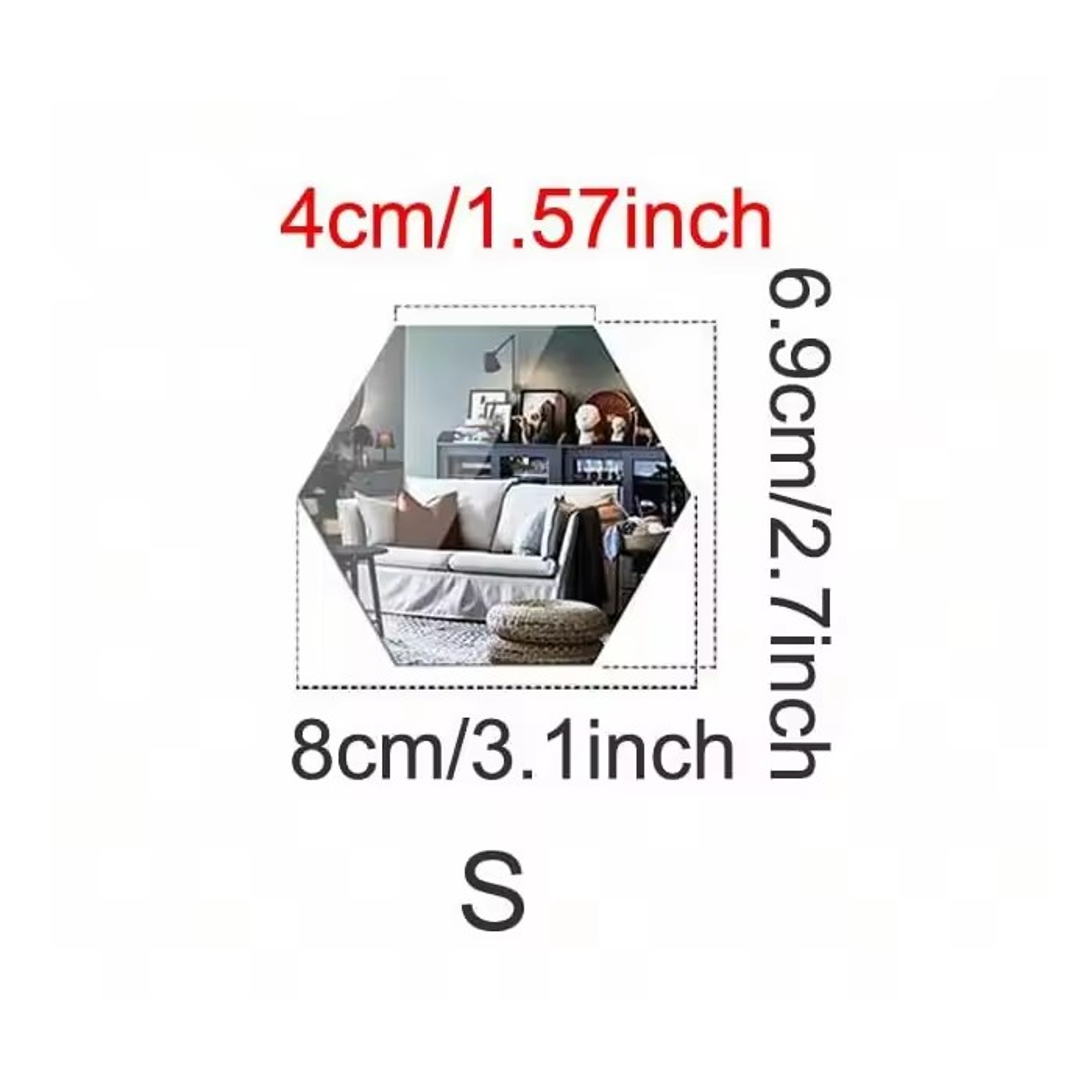 Hexagon Mirror Wall Stickers Self Adhesive Acrylic 3D Wall Decor for Home – view 7