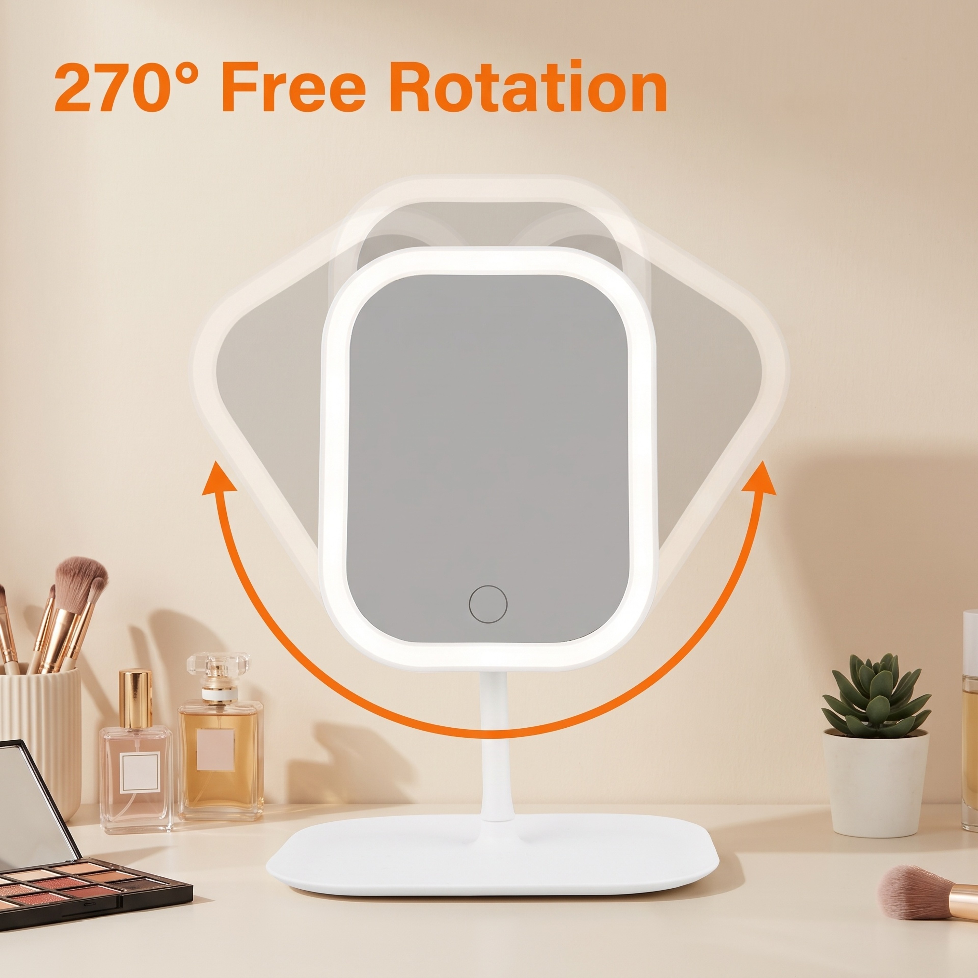 Portable LED Makeup Mirror with 3 Color Lights Touch Control Desktop Vanity Mirror – view 4