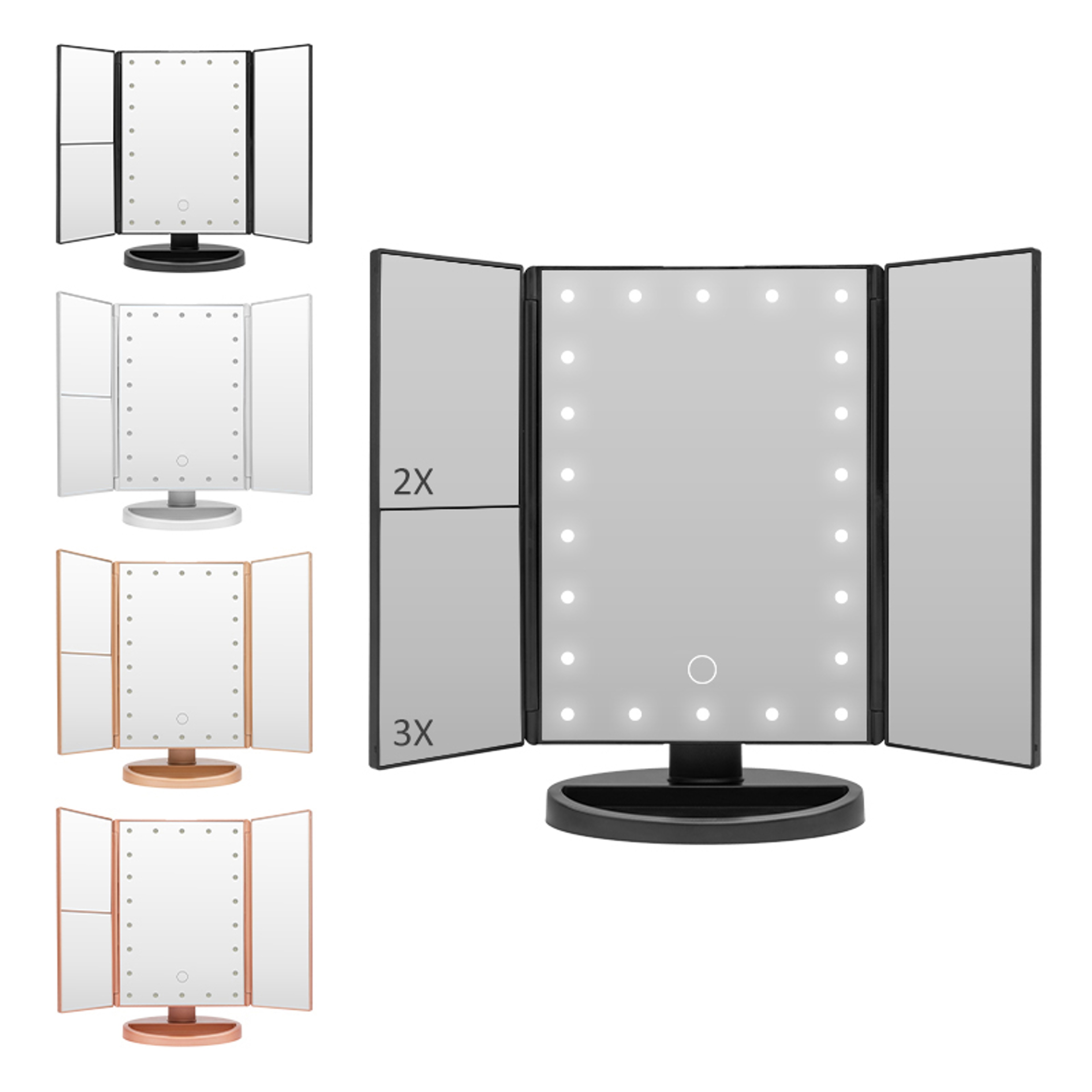 Portable LED Makeup Mirror with Lights, Trifold Touch Control Vanity Mirror – view 4