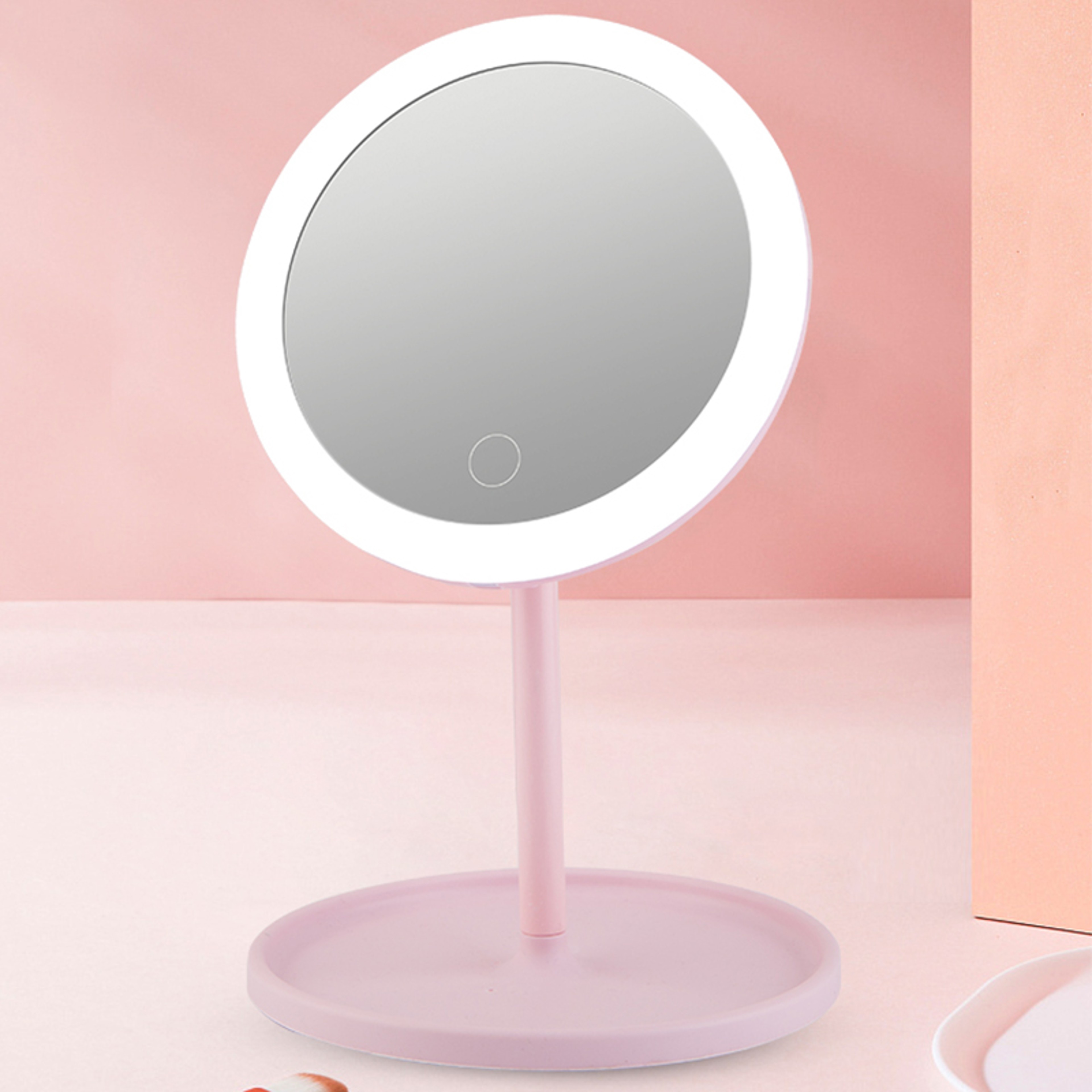 Portable Lighted Makeup Mirror with Touch LED Lights & Storage Tray Travel Vanity Mirror – view 1