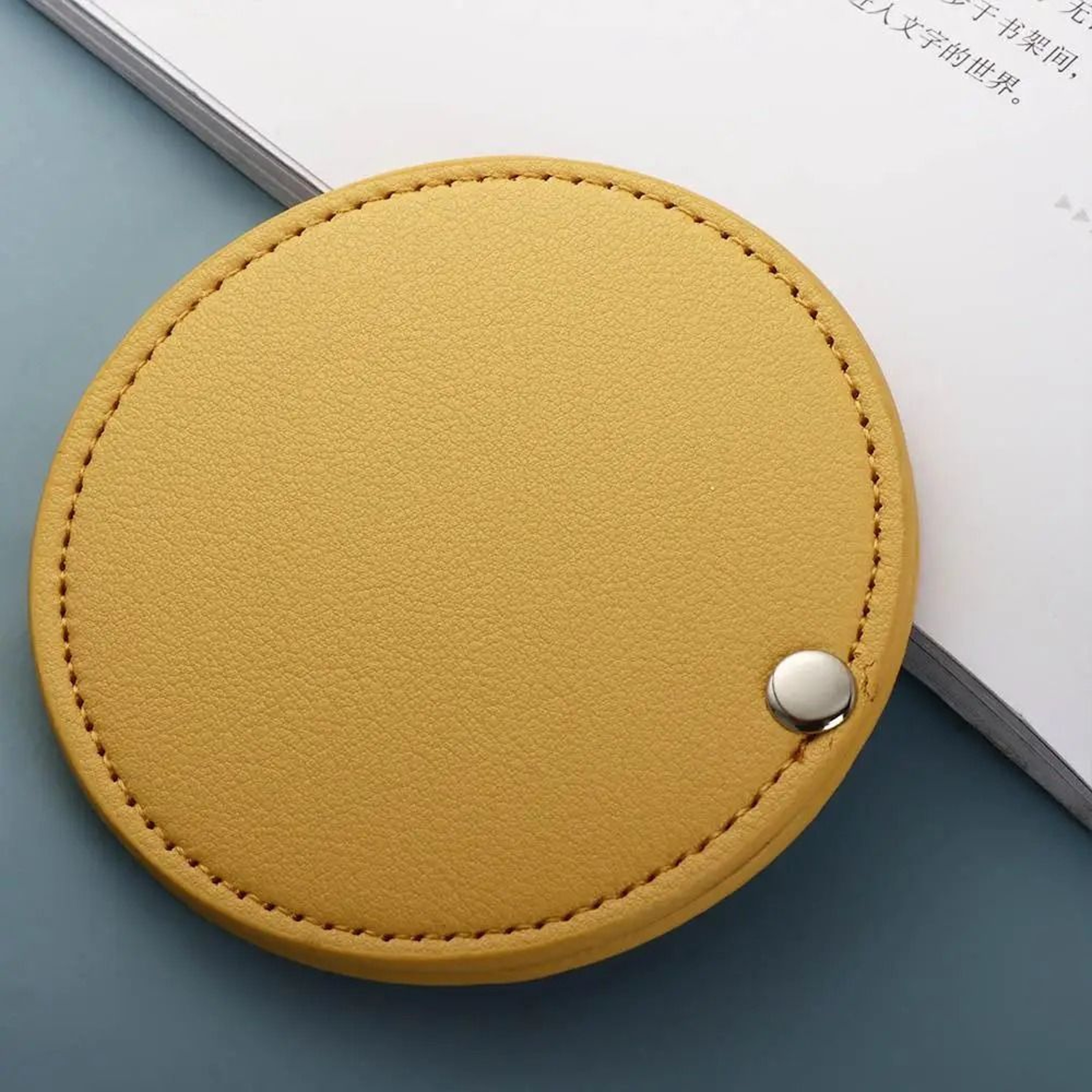 Ultra Thin Compact Makeup Mirror Round PU Leather Travel Pocket Mirror For Purse  Makeup Bag 0