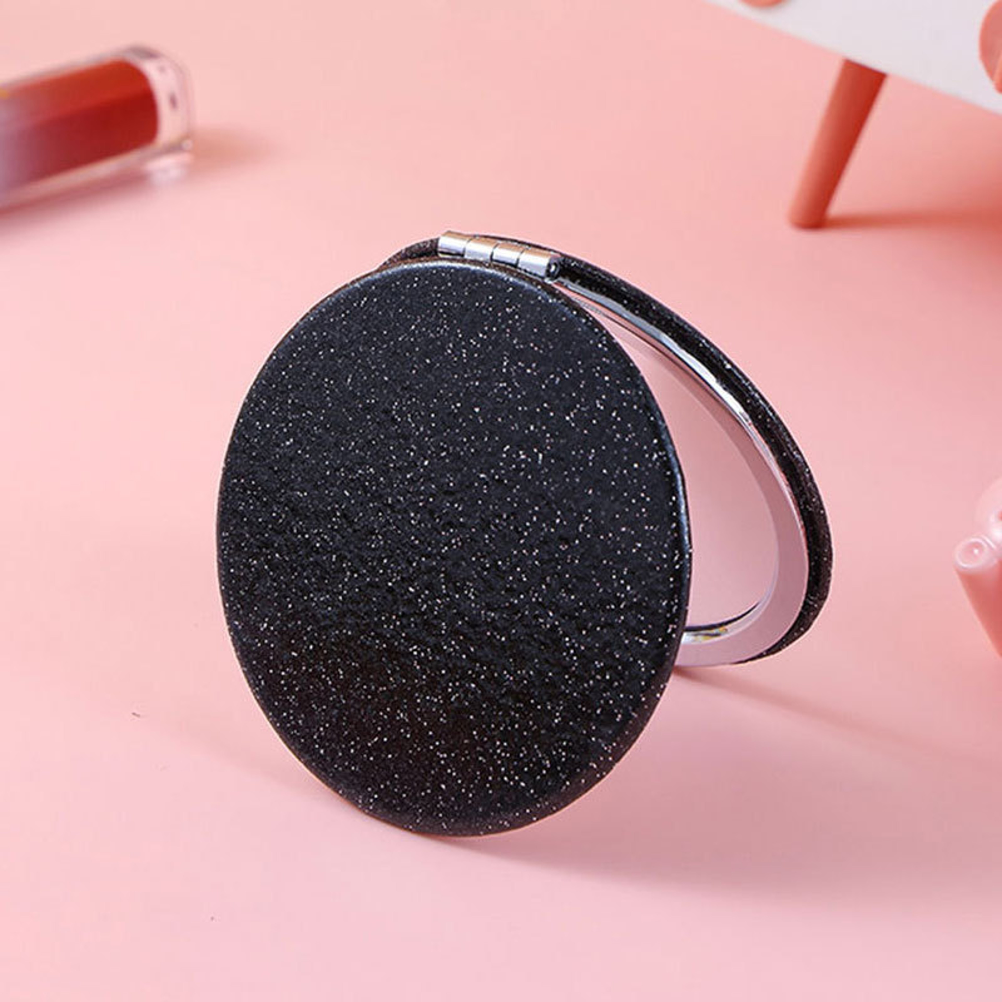 Glitter Mini Vanity Mirror Portable Pocket Mirror Foldable Travel Makeup Mirror For Purse 8