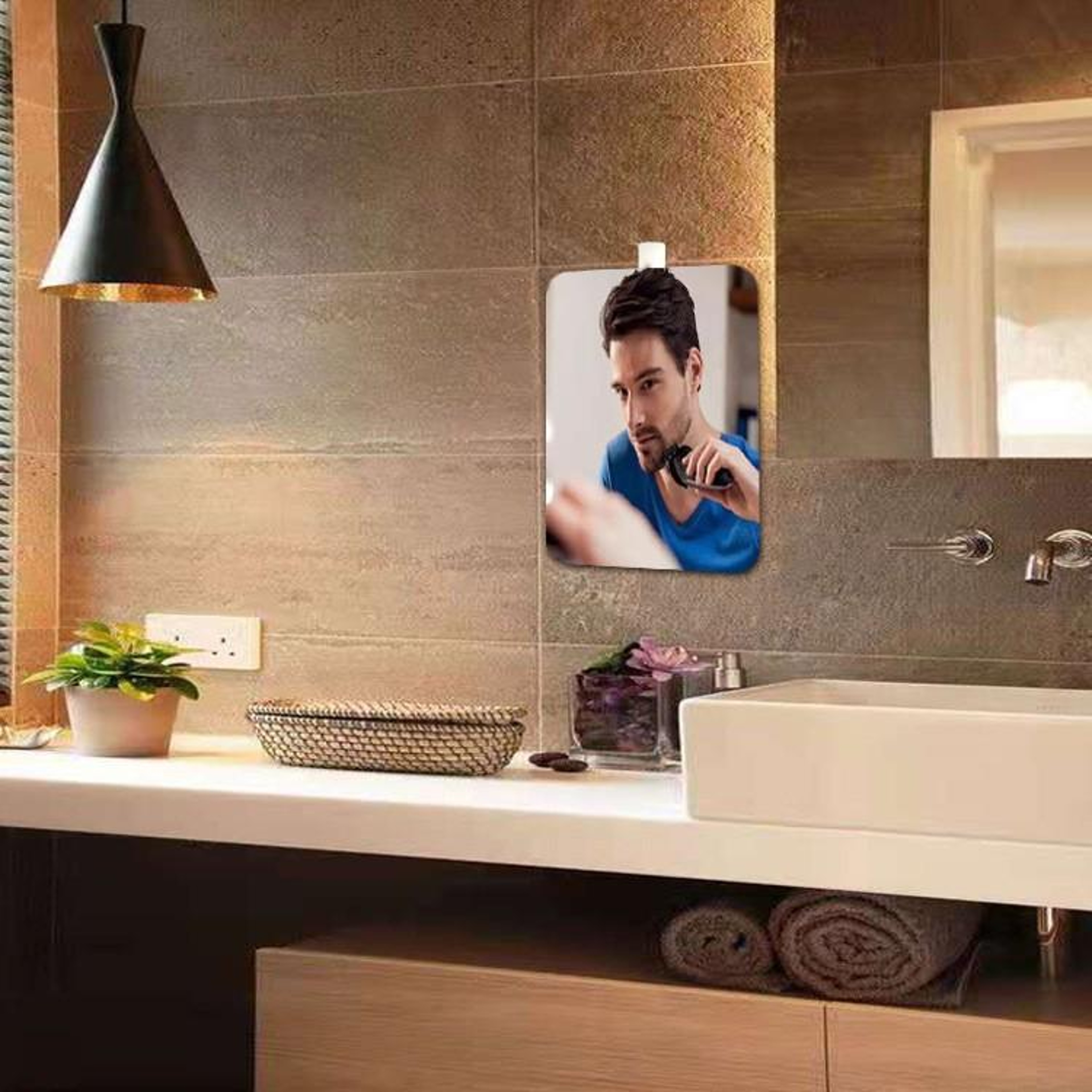 Portable Shower Mirror Acrylic Wall Mounted Travel Shaving & Makeup Mirror – view 5