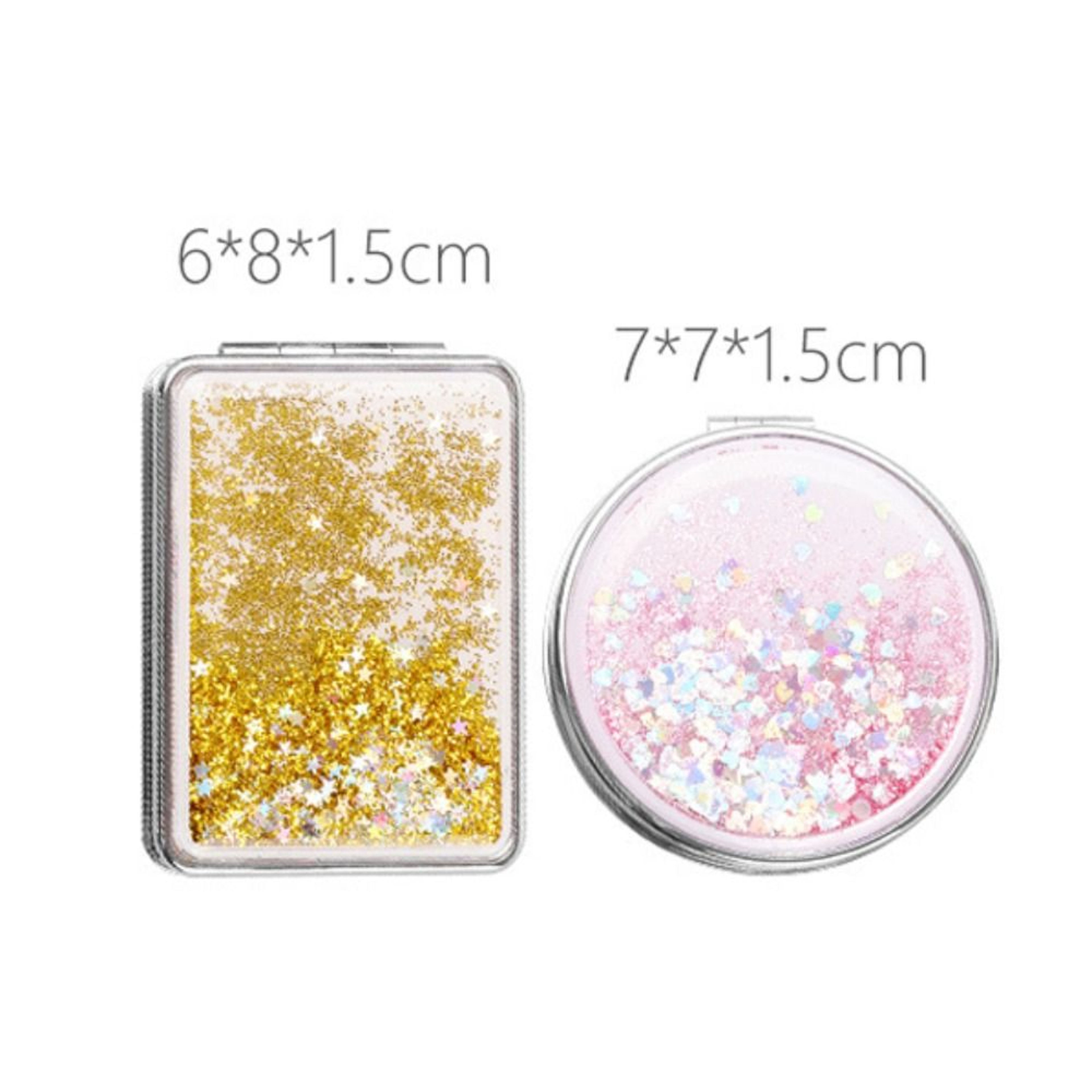 Compact Makeup Mirror Pocket Mirror Foldable Double Sided Travel Mirror With Quicksand Design 4