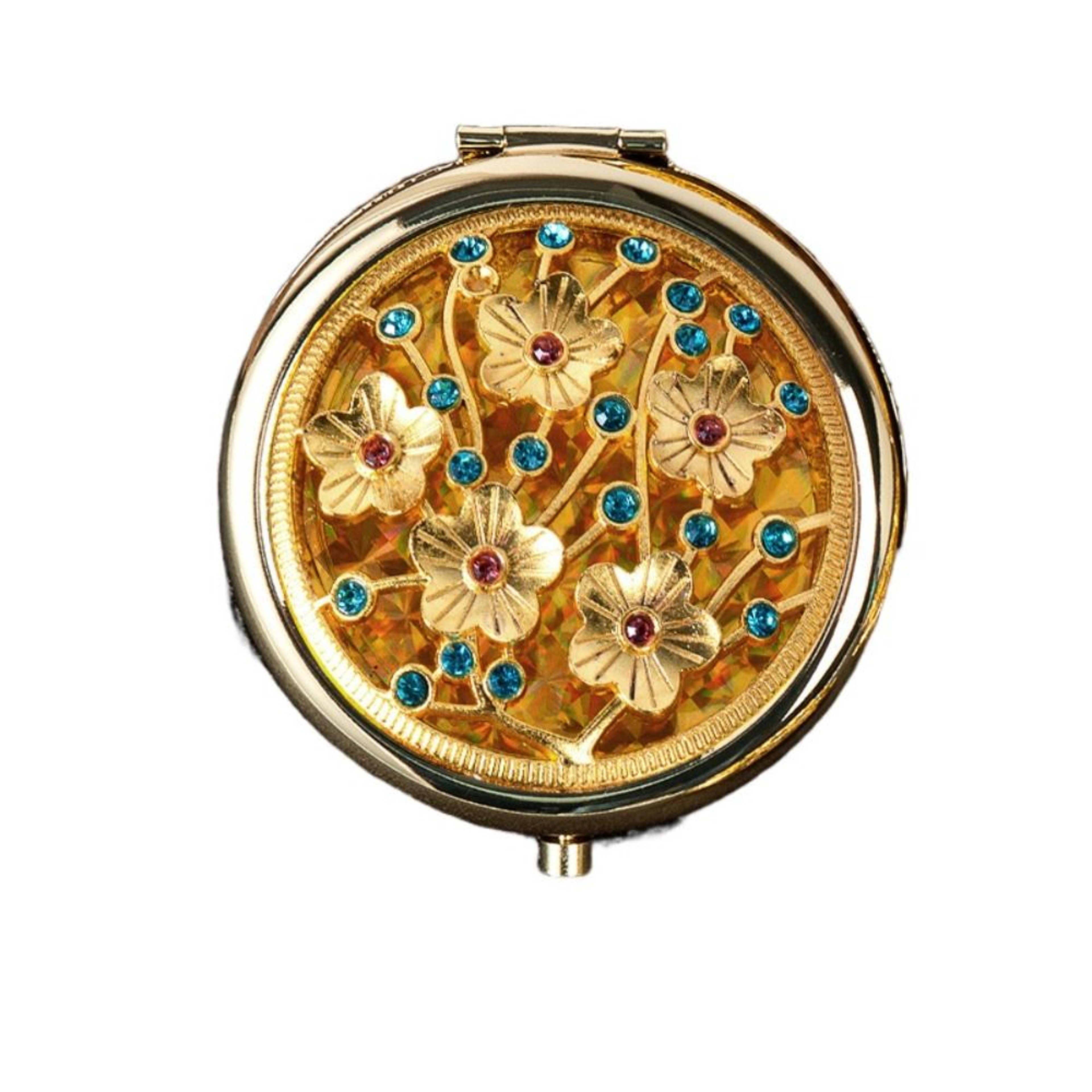 Elegant Pocket Mirror Crystal Glitter Metal Compact Makeup Mirror for Purse & Travel – view 11