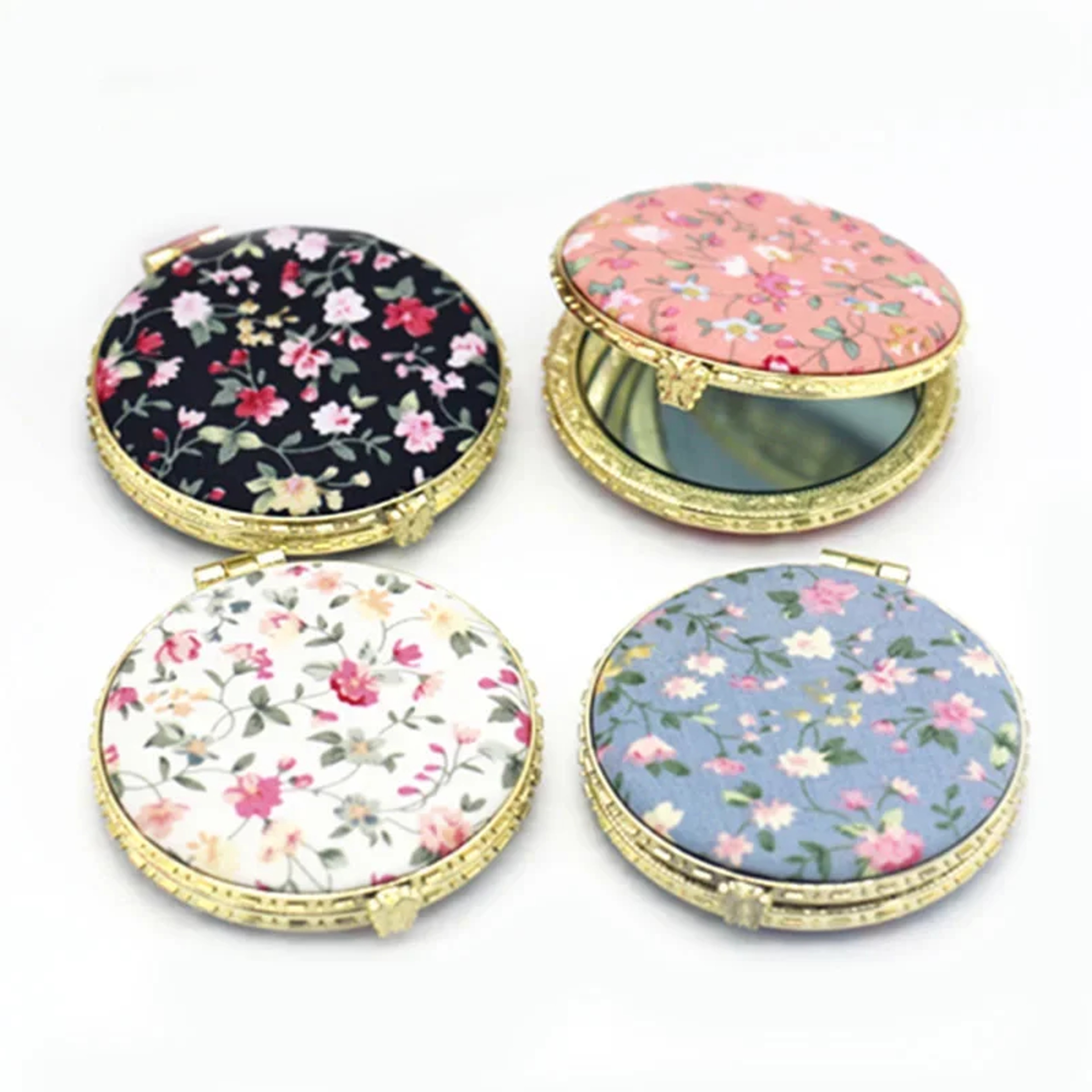 Vintage Compact Makeup Mirror Floral Double Sided Pocket Mirror for Travel & Daily Touch Ups – view 2