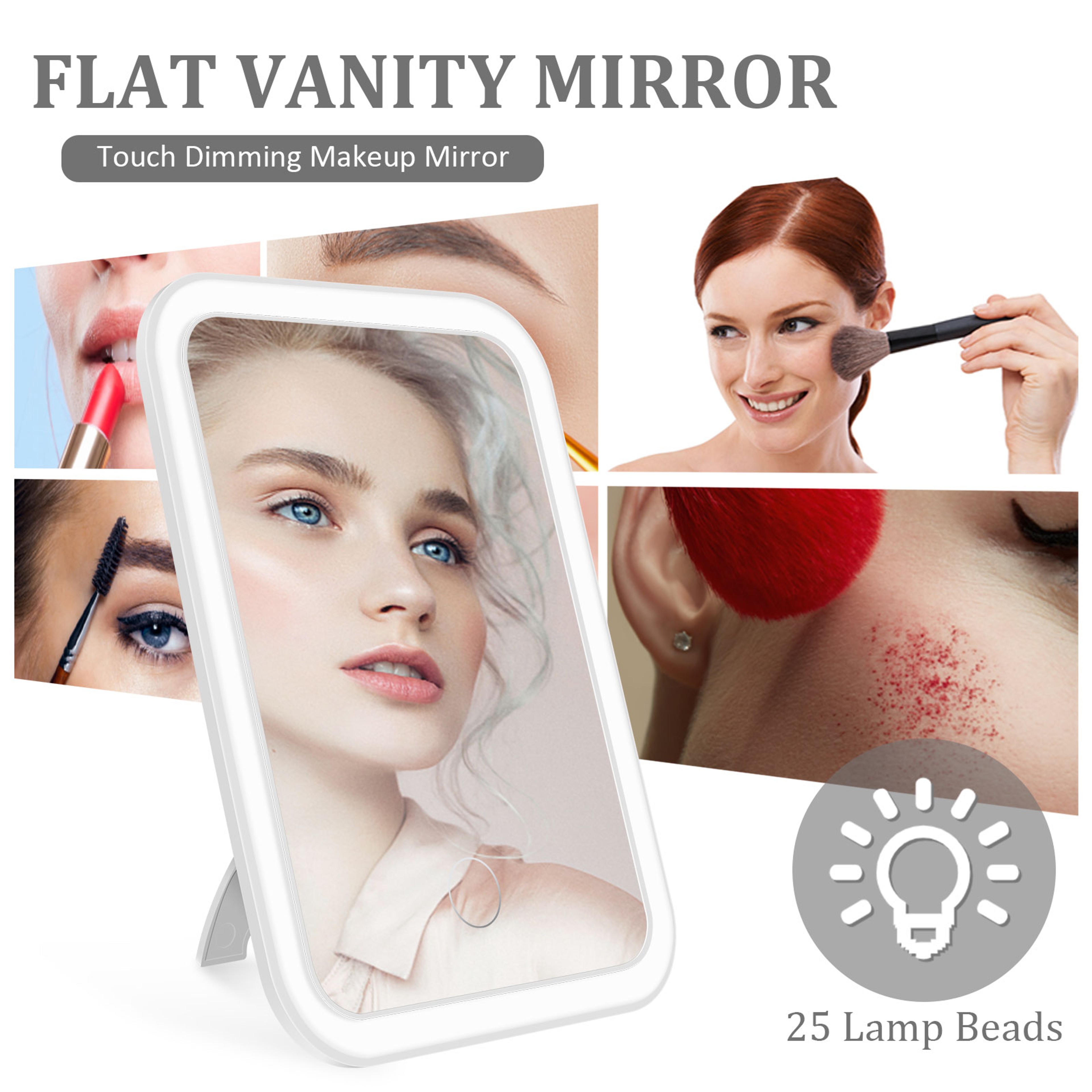 Portable LED Makeup Mirror with 3 Color Lights USB Rechargeable Travel Vanity Mirror – view 2