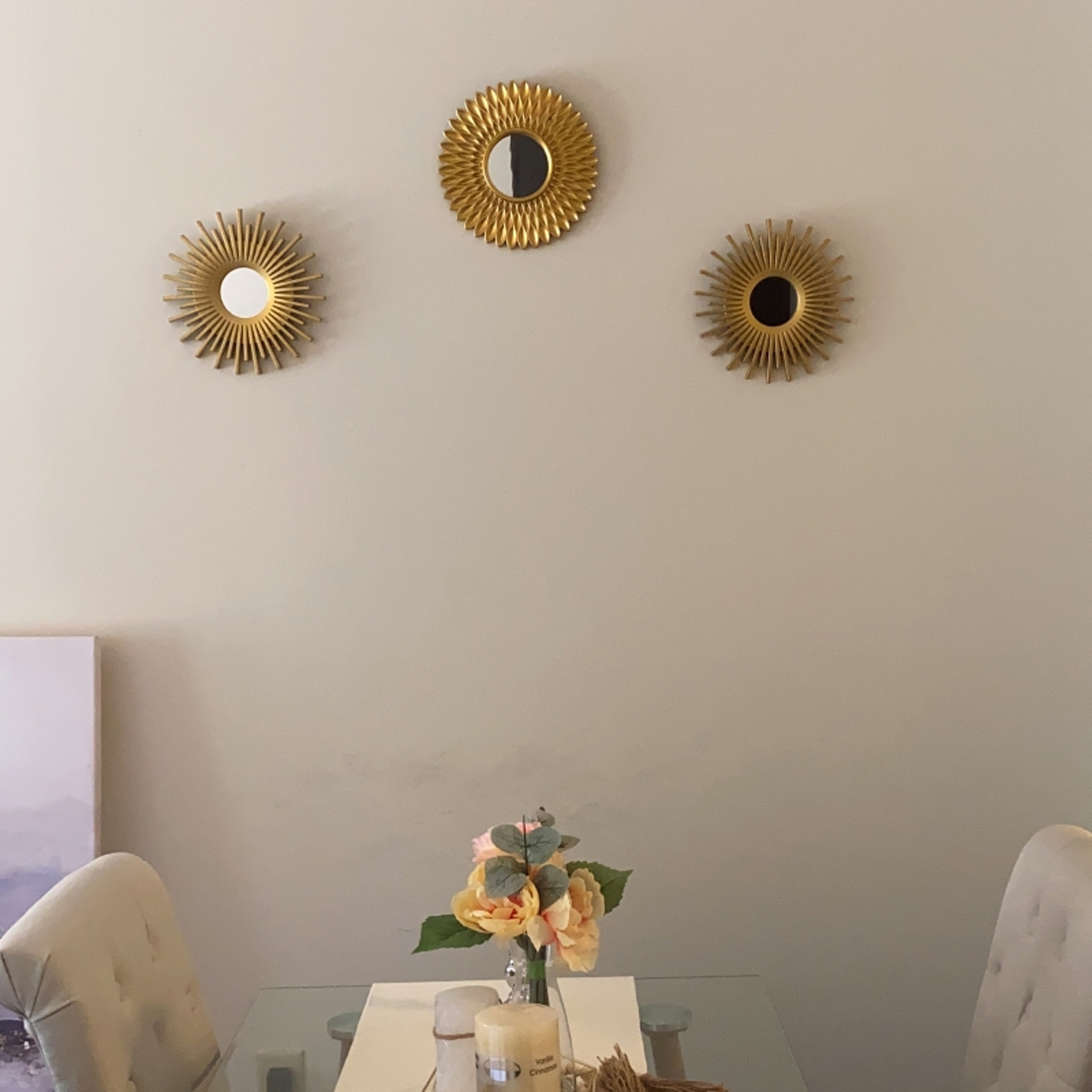 Gold Wall Mirrors Set of 3 Decorative Round Wall Mirror Hanging Home Wall Decor – view 5