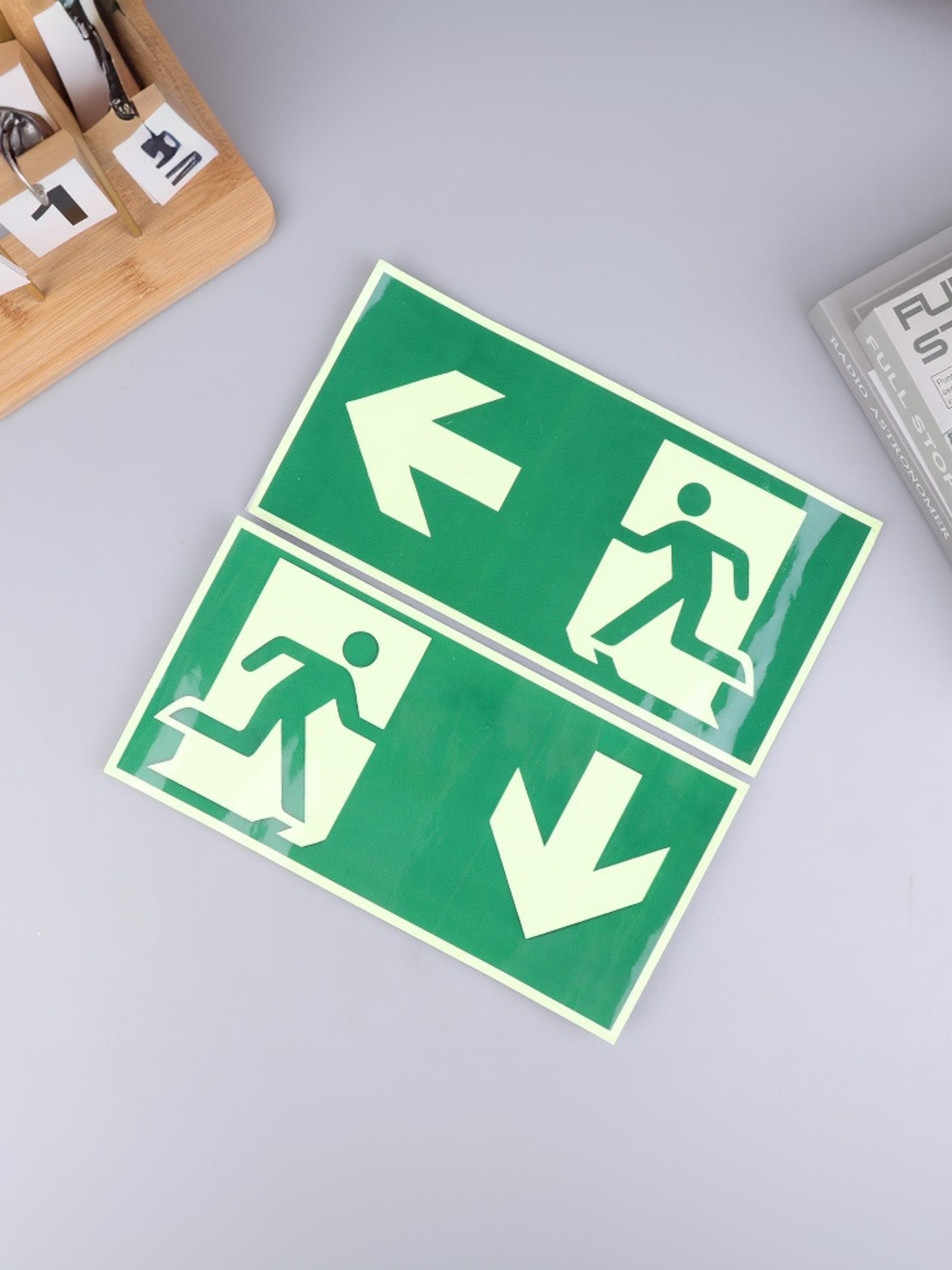 Glow In The Dark Exit Sign Photo Luminescent Emergency Exit Sticker For Fire Safety And Evacuation 0