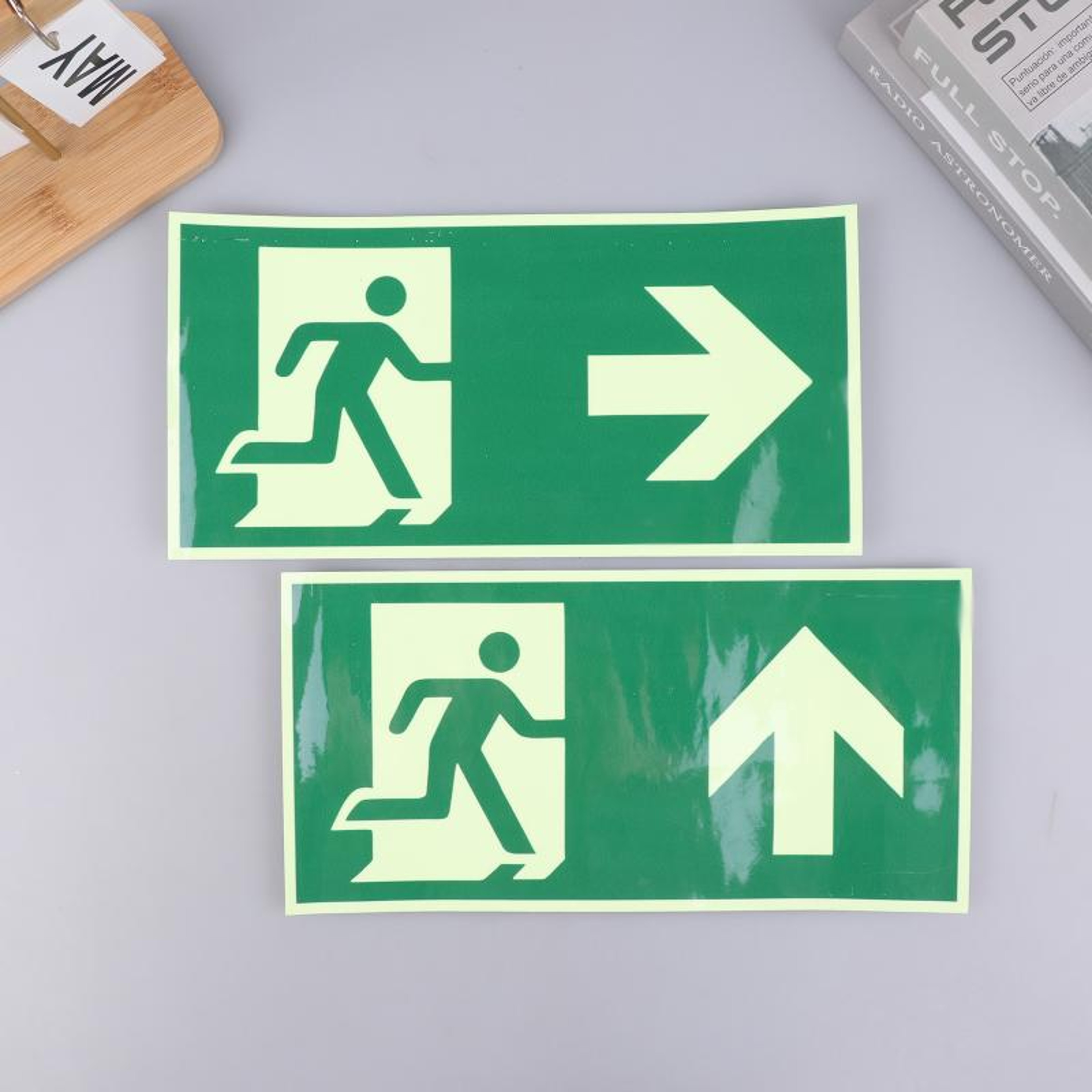 Glow In The Dark Exit Sign Photo Luminescent Emergency Exit Sticker For Fire Safety And Evacuation 4