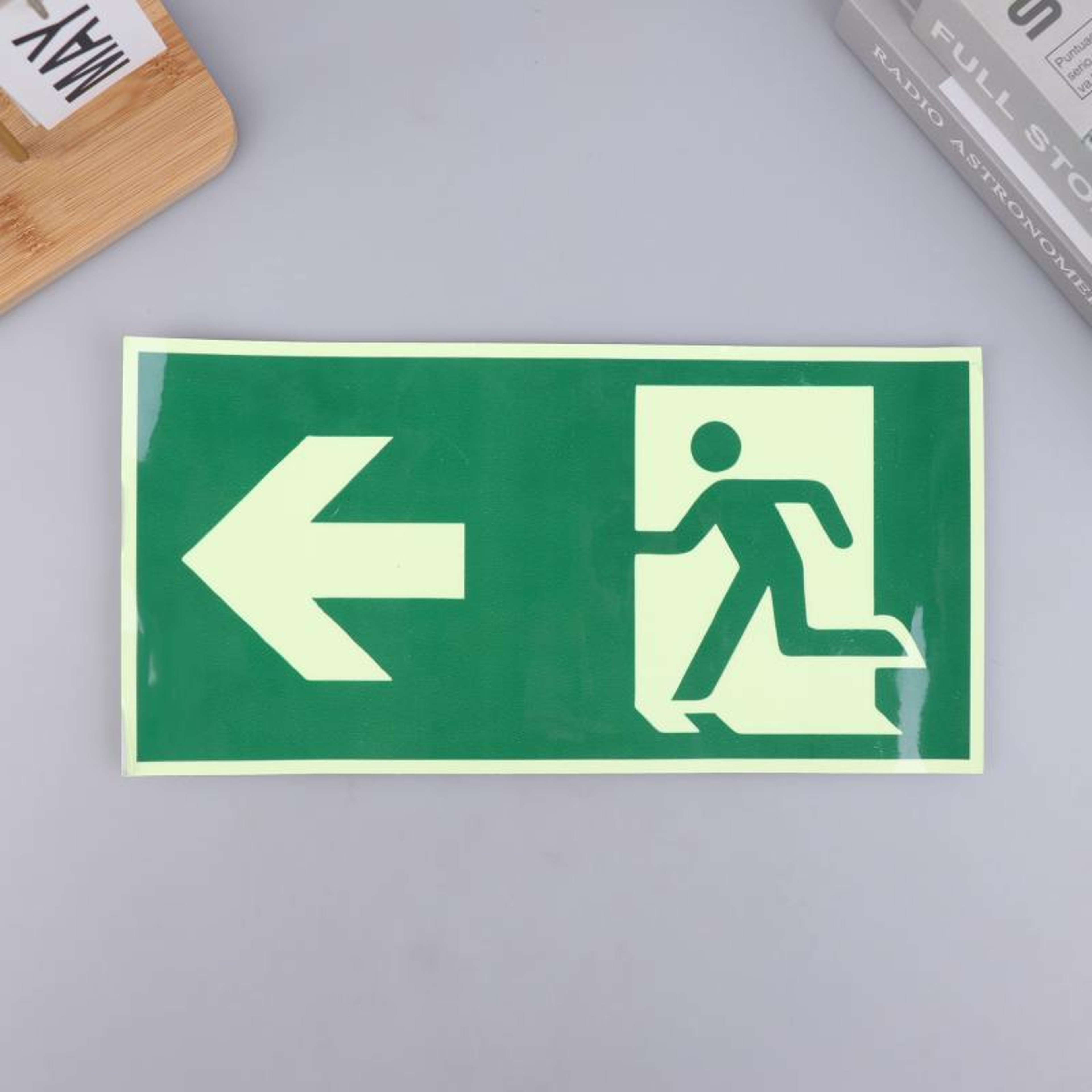 Glow In The Dark Exit Sign Photo Luminescent Emergency Exit Sticker For Fire Safety And Evacuation 7
