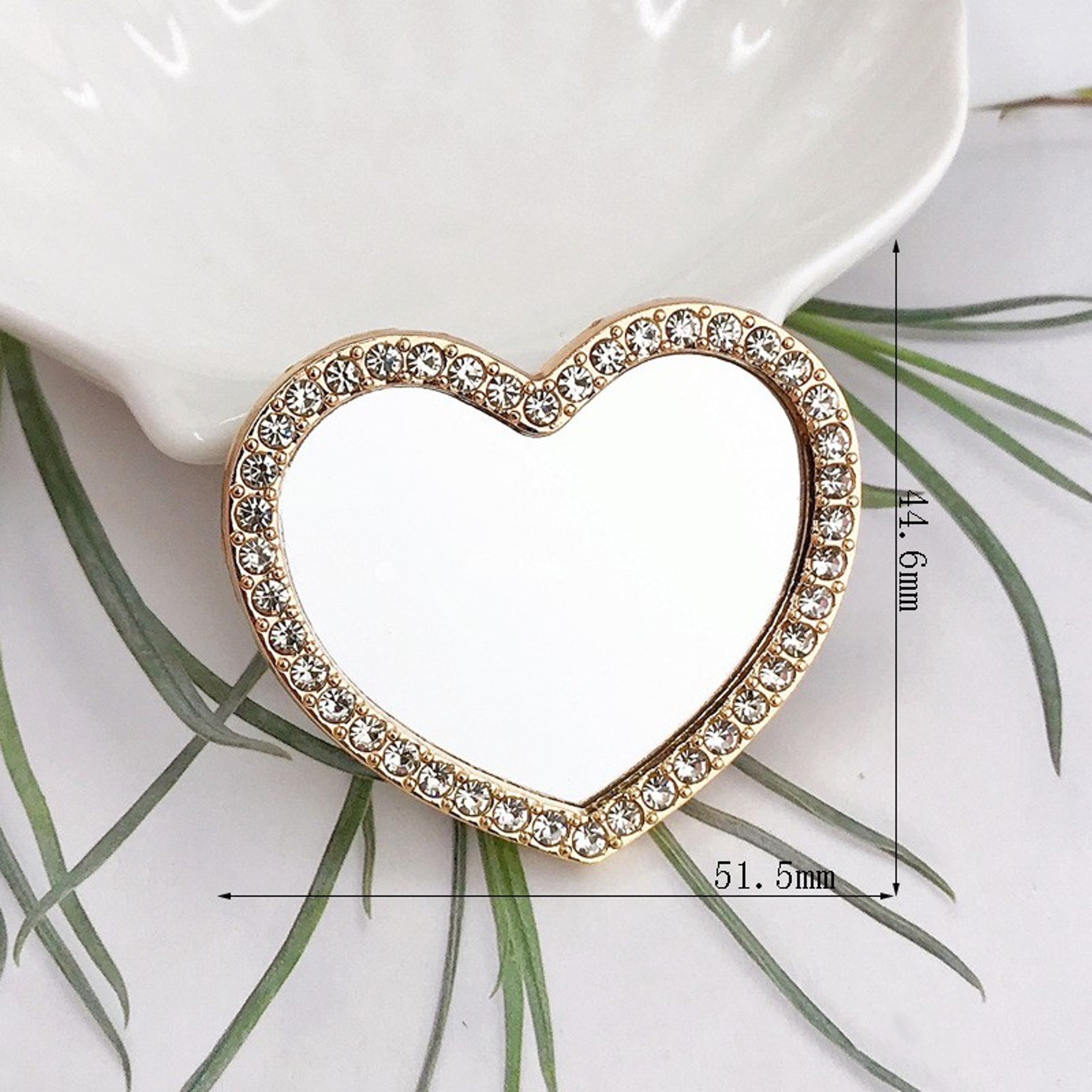 Vintage Rose Compact Makeup Mirror Double Sided Pocket Travel Mirror with Rhinestone Design – view 3
