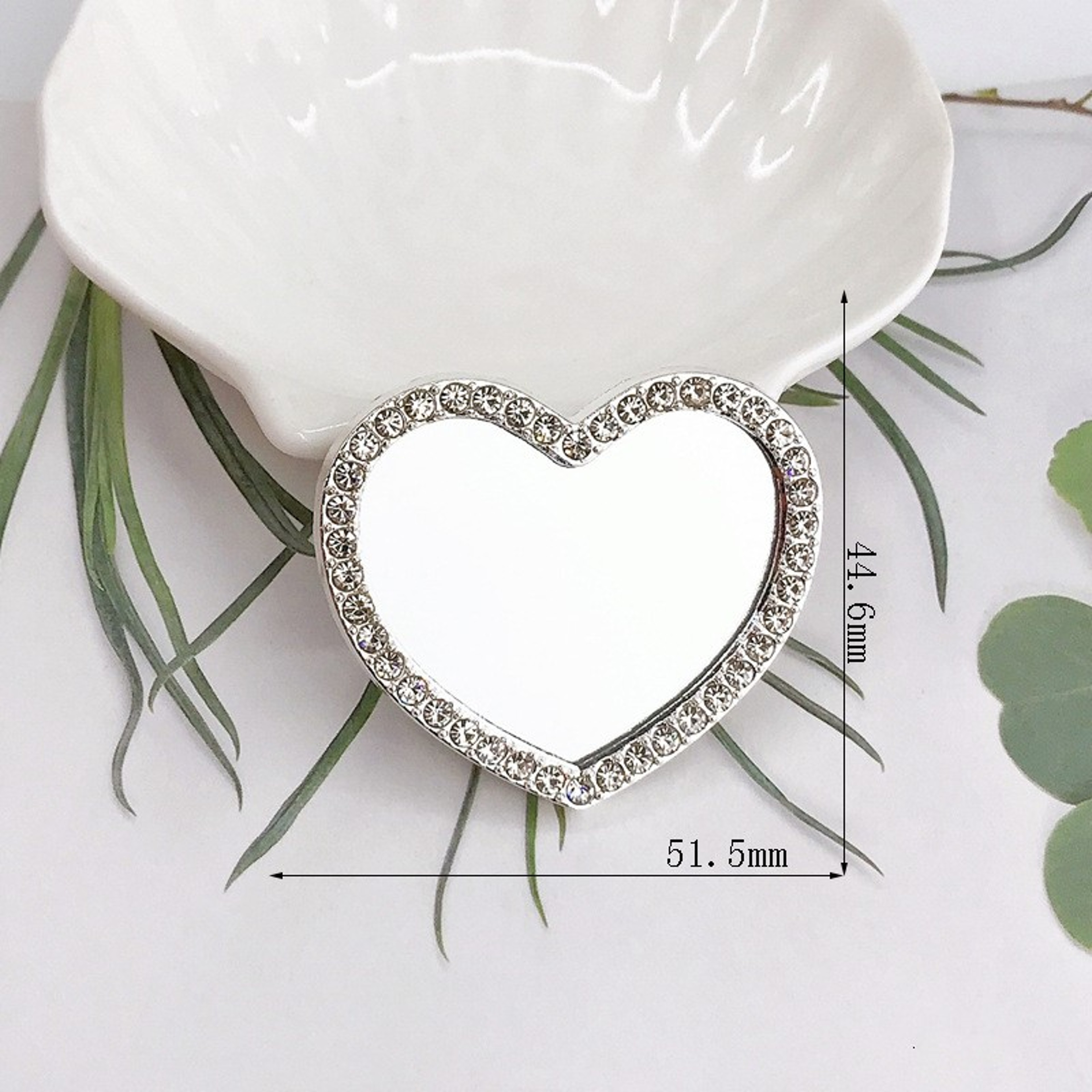 Vintage Rose Compact Makeup Mirror Double Sided Pocket Travel Mirror with Rhinestone Design – view 5