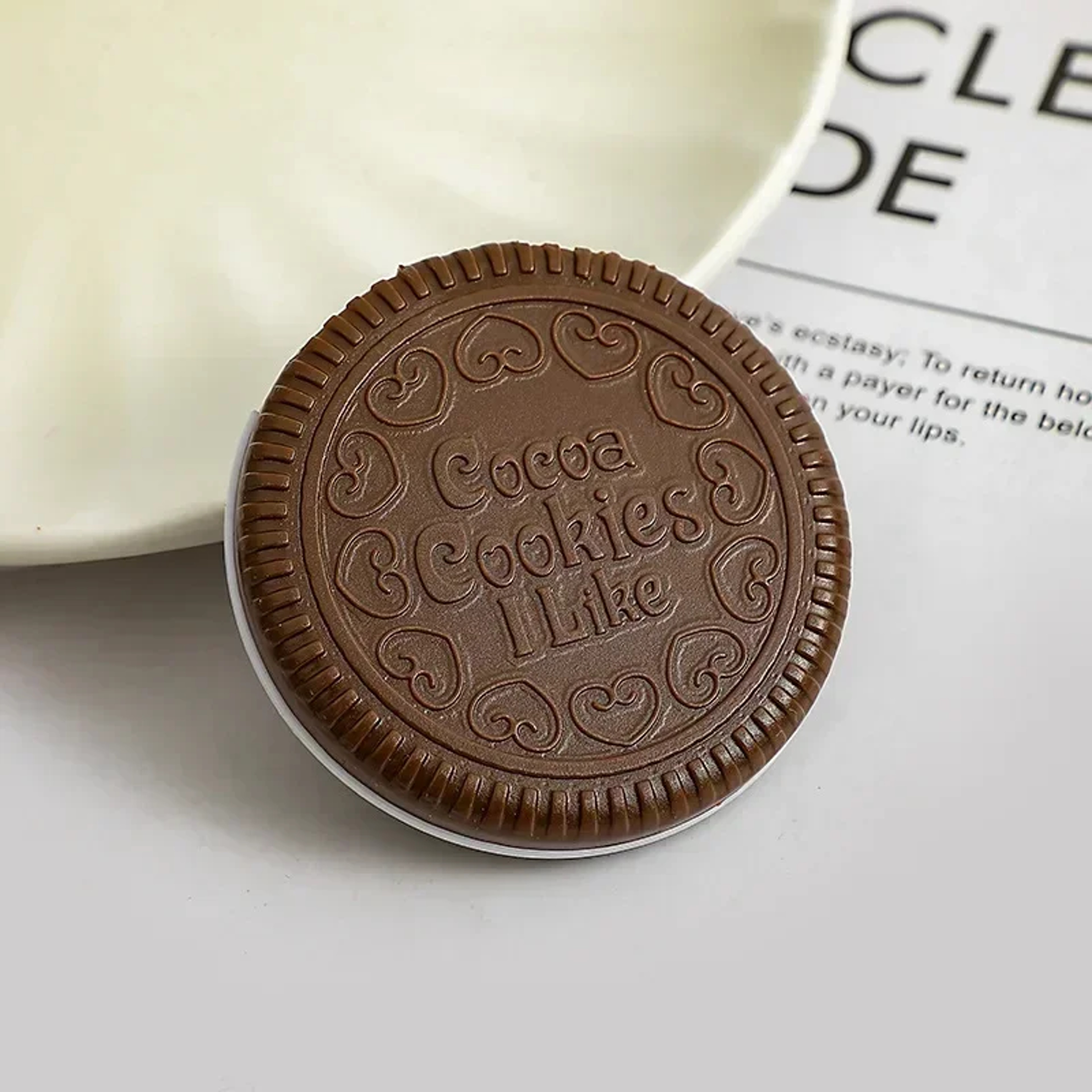Chocolate Cookie Pocket Makeup Mirror with Hidden Comb Travel Compact – view 8