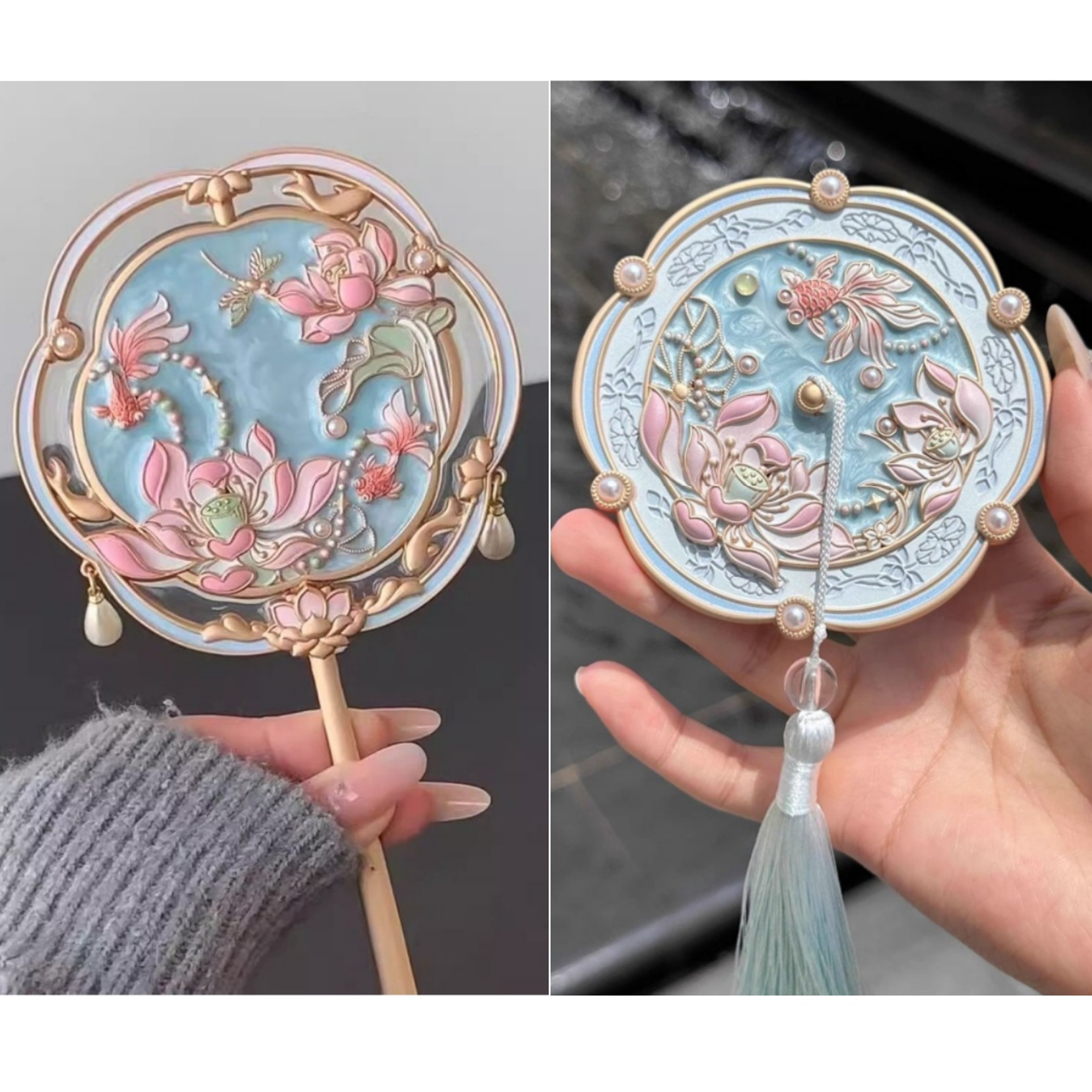 Beijing Souvenir Handheld Makeup Mirror Heart Shaped Portable Vanity Travel Gift 6