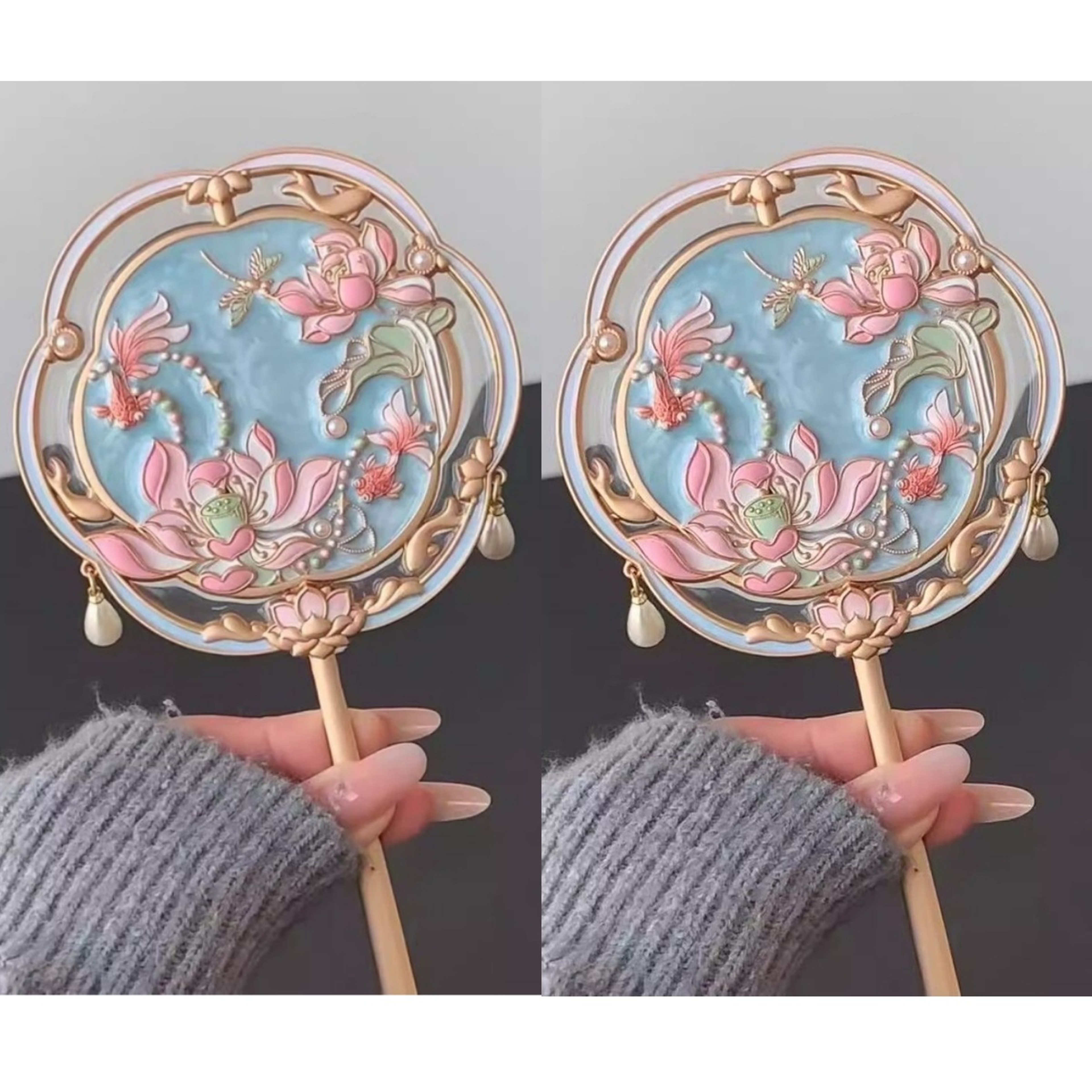 Beijing Souvenir Handheld Makeup Mirror Heart Shaped Portable Vanity Travel Gift 7